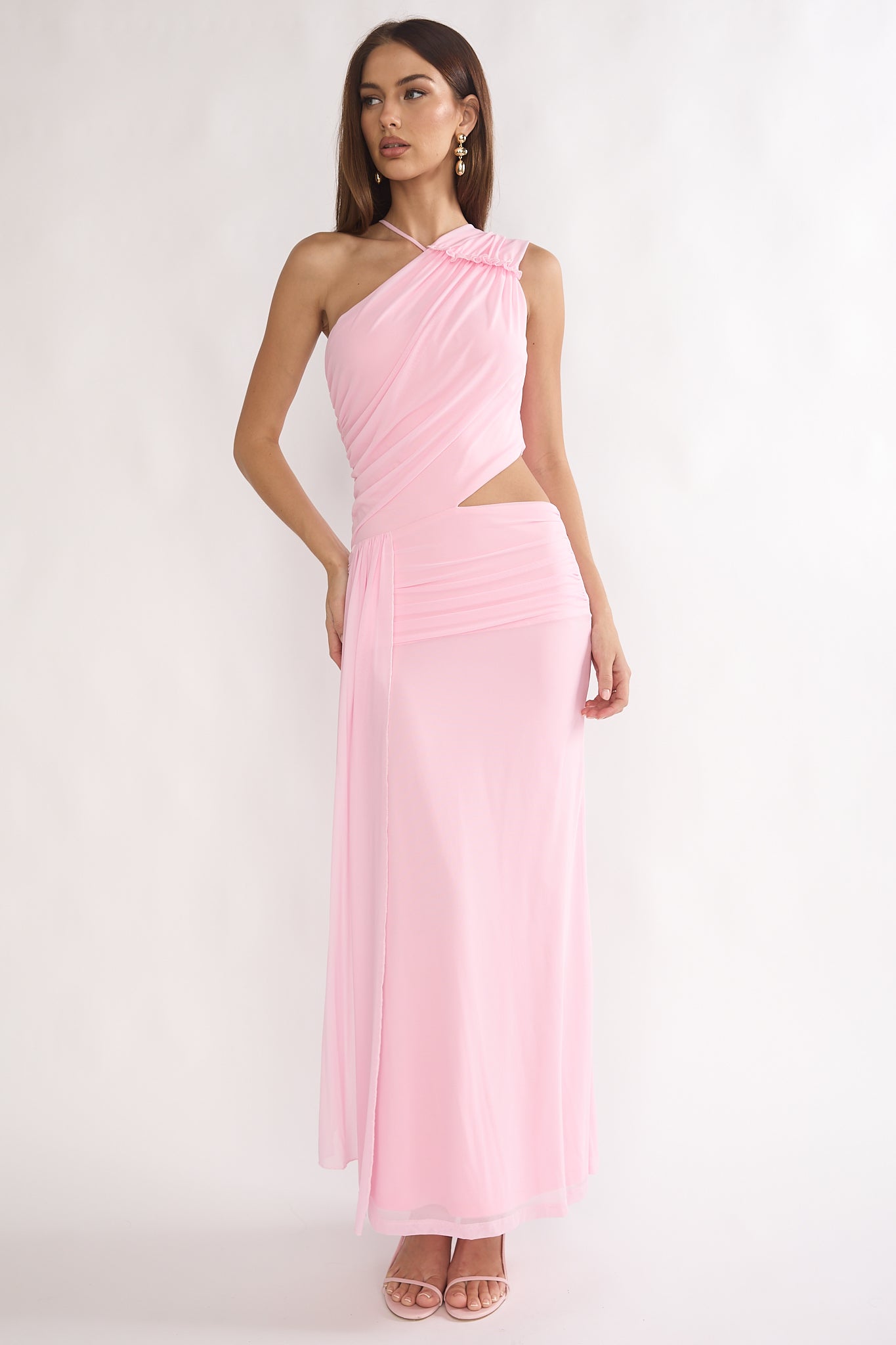 Out Loud Cut-Out Drape Maxi Dress Cheek-Maymioy