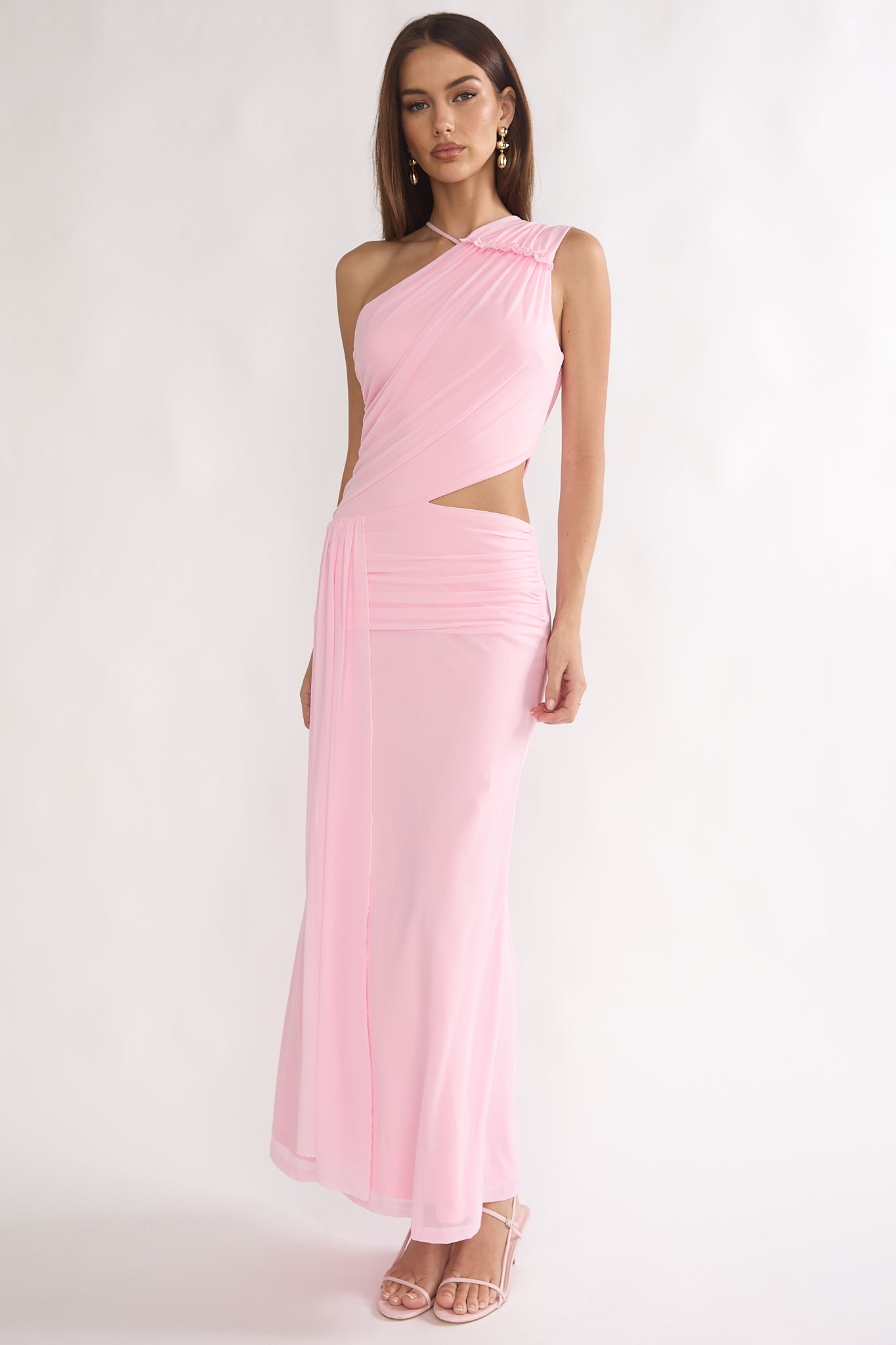 Out Loud Cut-Out Drape Maxi Dress Cheek-Maymioy