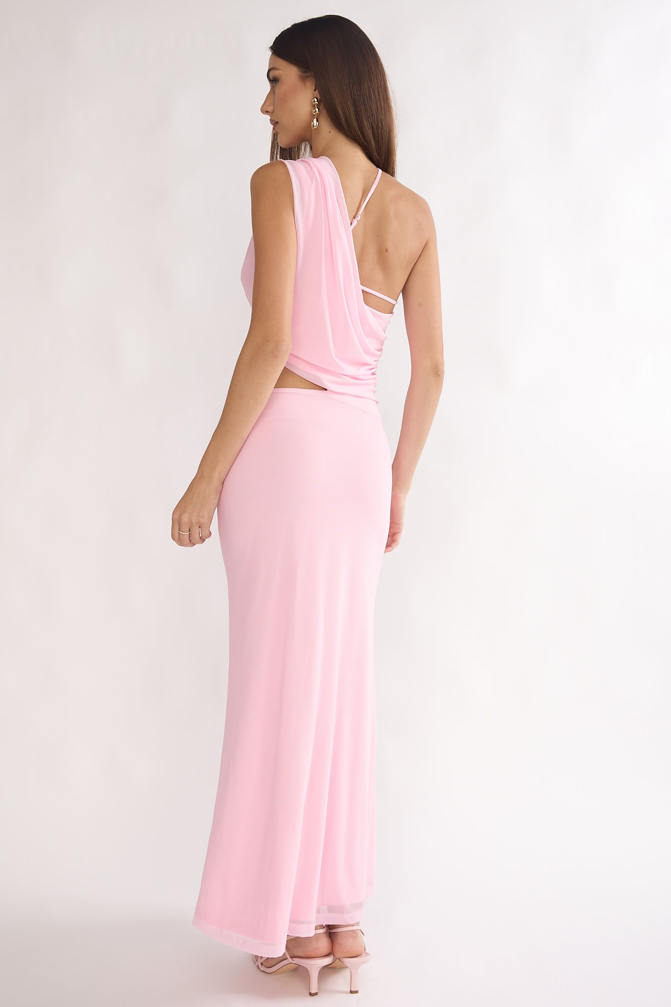 Out Loud Cut-Out Drape Maxi Dress Cheek-Maymioy