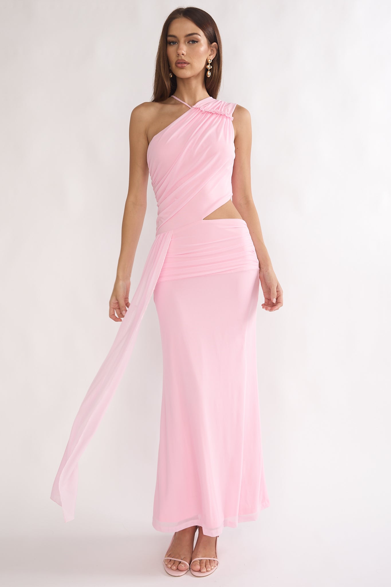Out Loud Cut-Out Drape Maxi Dress Cheek-Maymioy