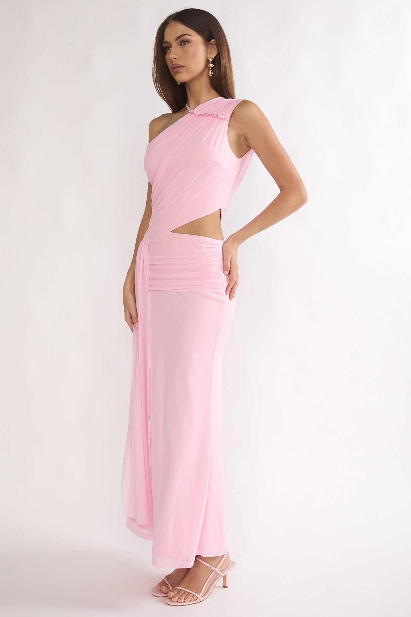 Out Loud Cut-Out Drape Maxi Dress Cheek-Maymioy