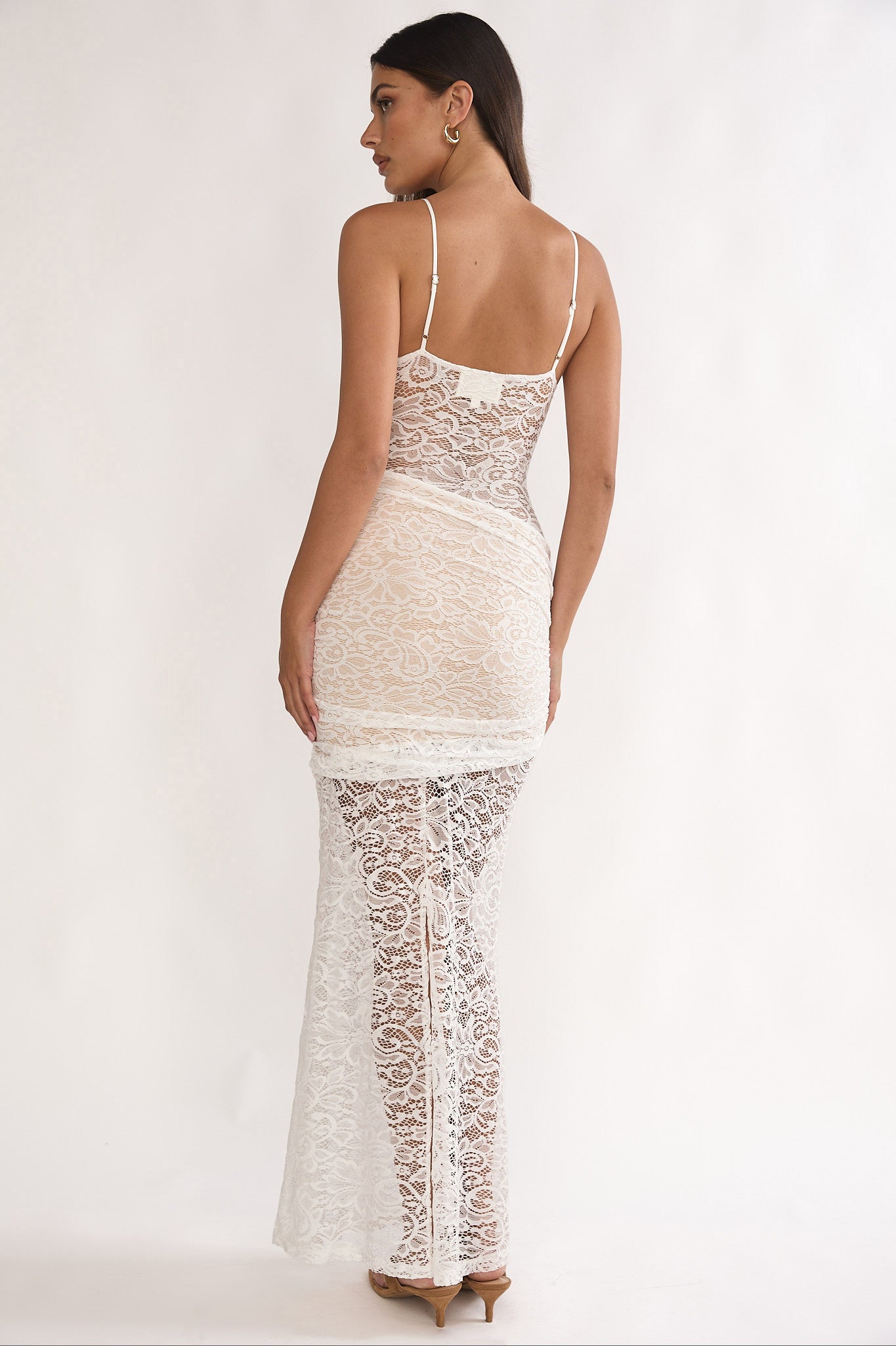 Capri Sunset Lace Overlay Maxi Dress White-Maymioy