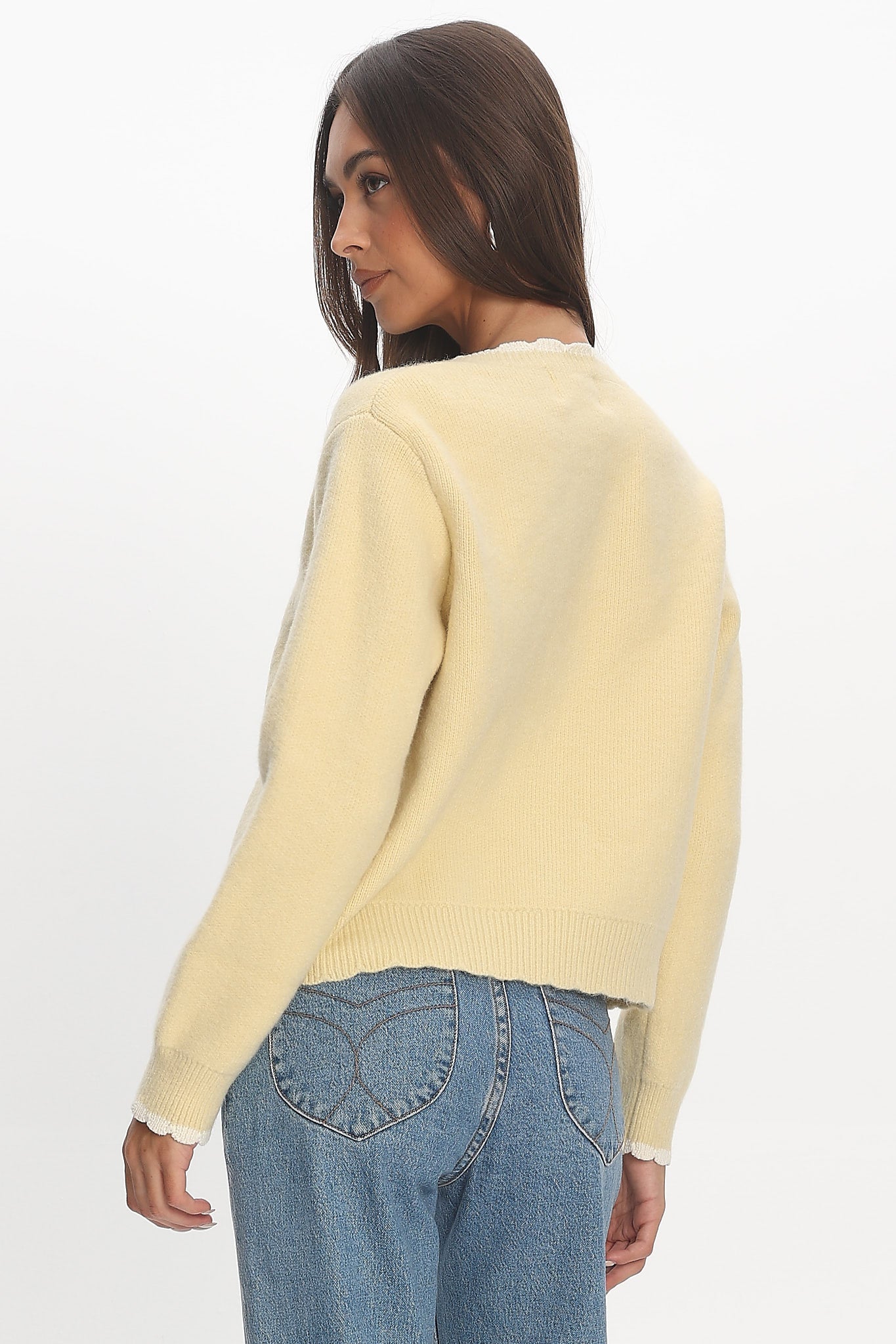 Aurore Scalloped Edge Knit Cardigan Butter-Maymioy
