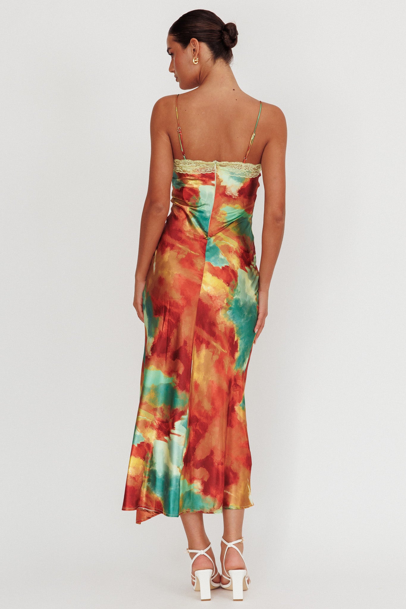 Saga Bust Keyhole Satin Maxi Dress Green-Maymioy