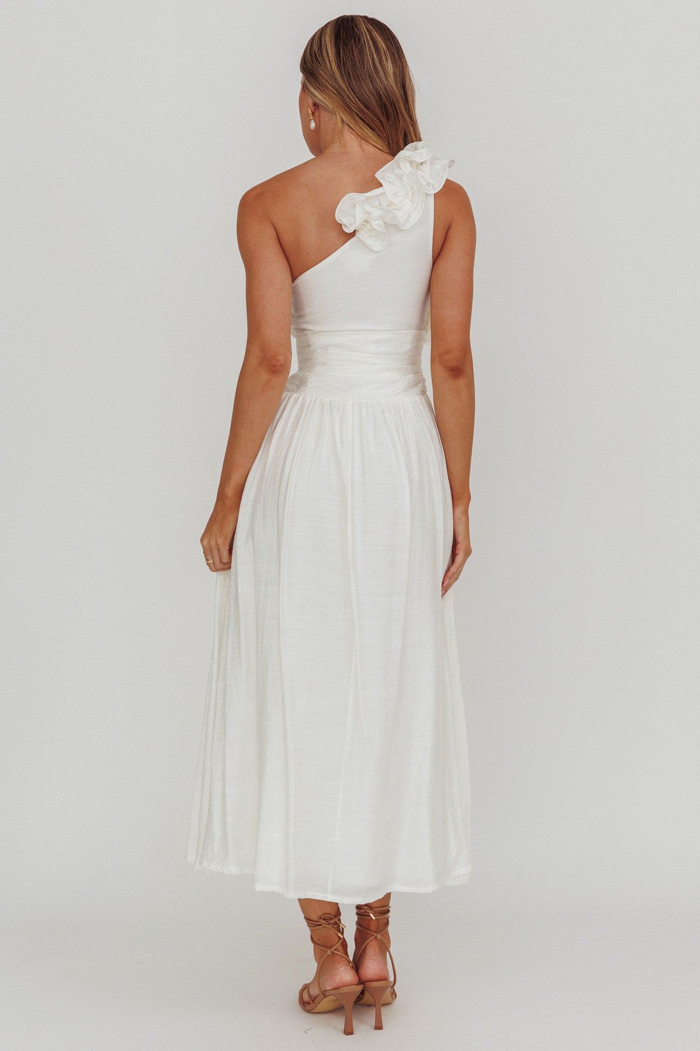 Antheia One-Shoulder Maxi Dress White-Maymioy