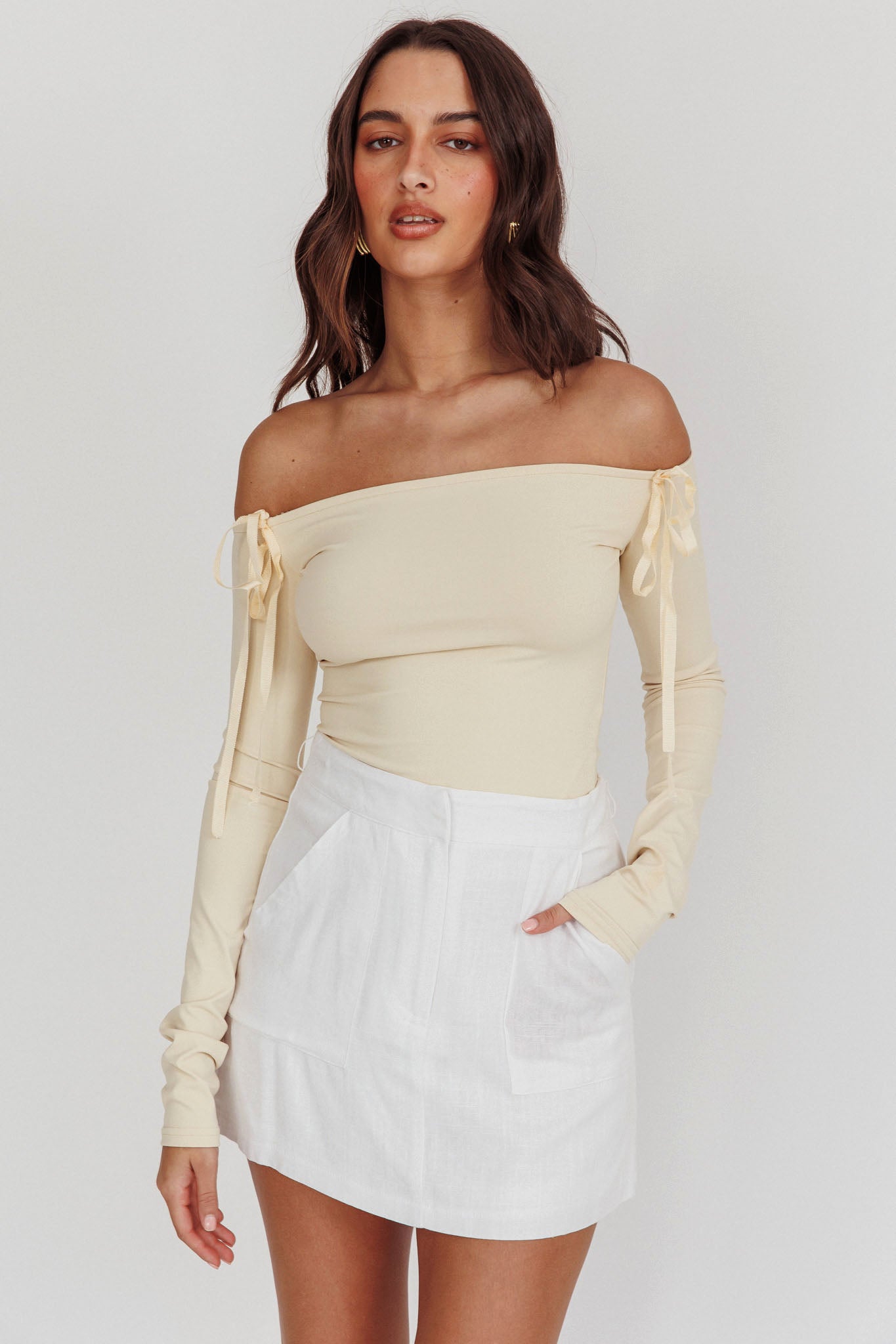 Euphoria Linen Skort White-Maymioy
