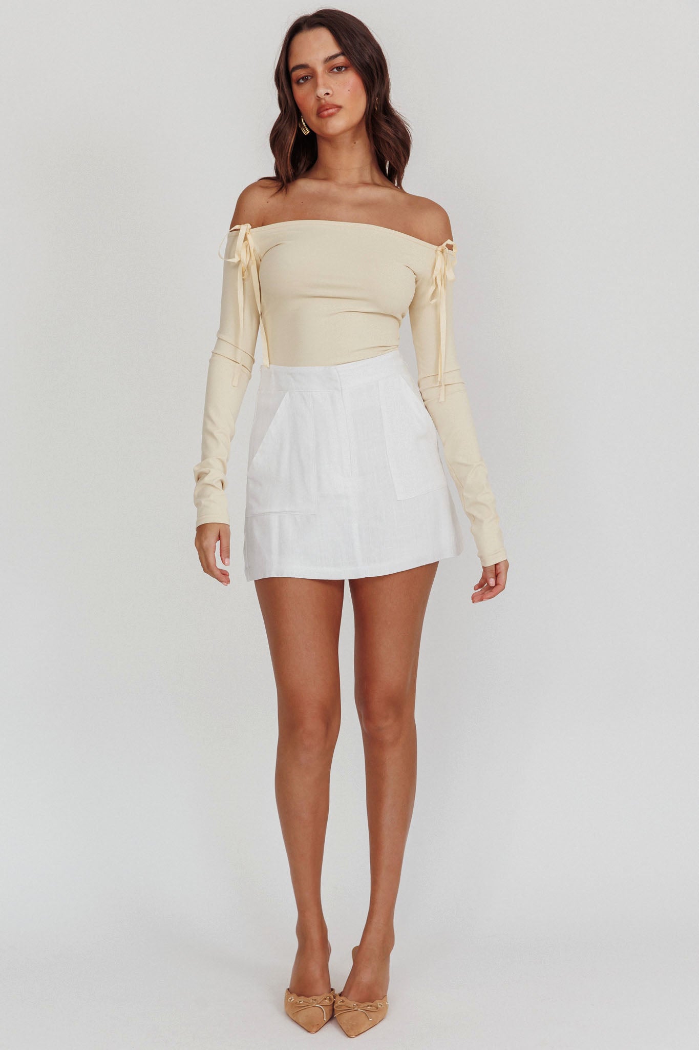 Euphoria Linen Skort White-Maymioy