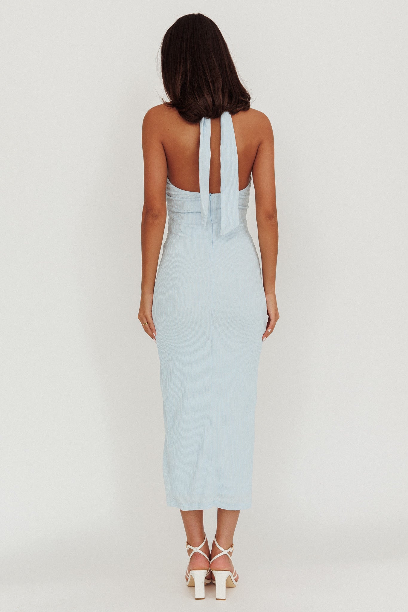 Oracle Halterneck Midi Dress Blue-Maymioy