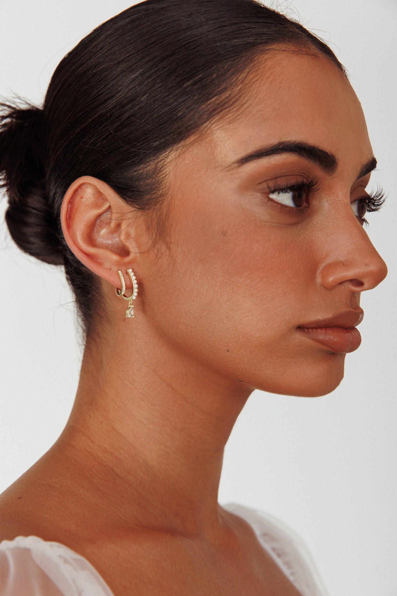 Dawn Double Pierce Illusion Earrings Gold-Maymioy