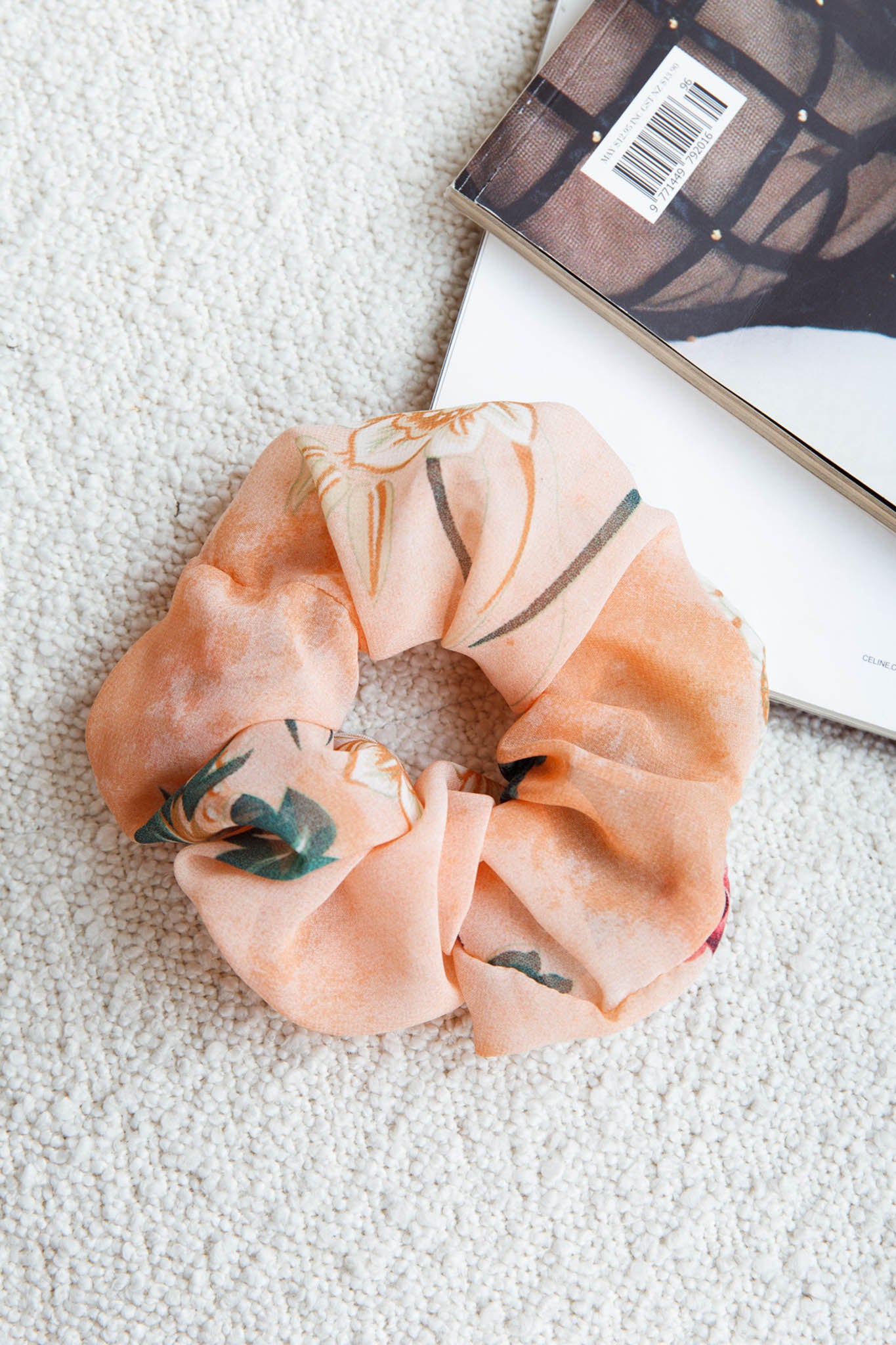 Chouchou Scrunchie Floral Peach-Maymioy