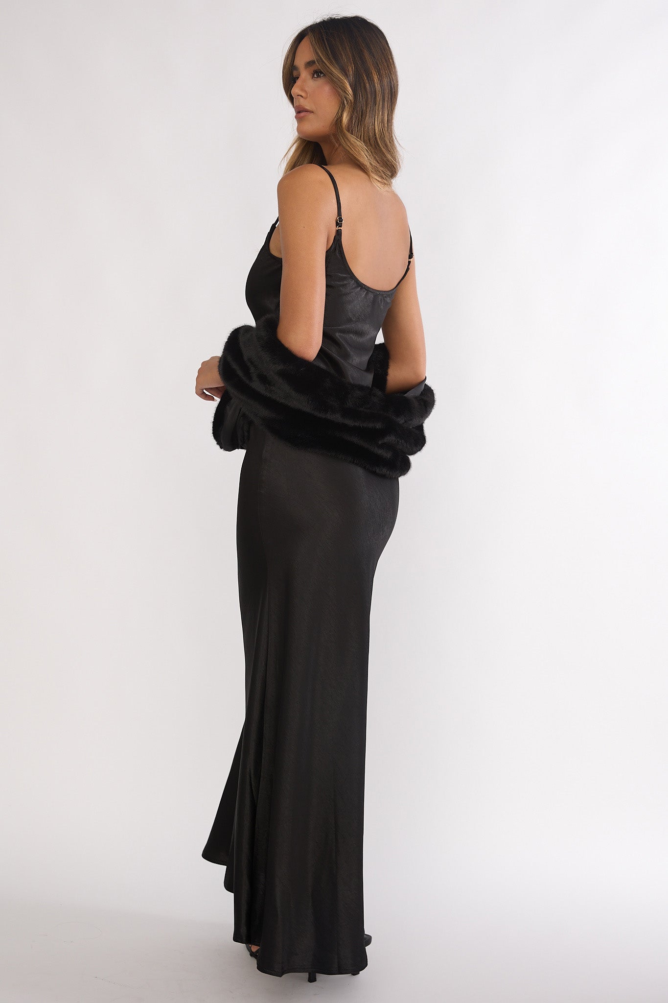 Hadley Cami Scarf Maxi Dress Black-Maymioy