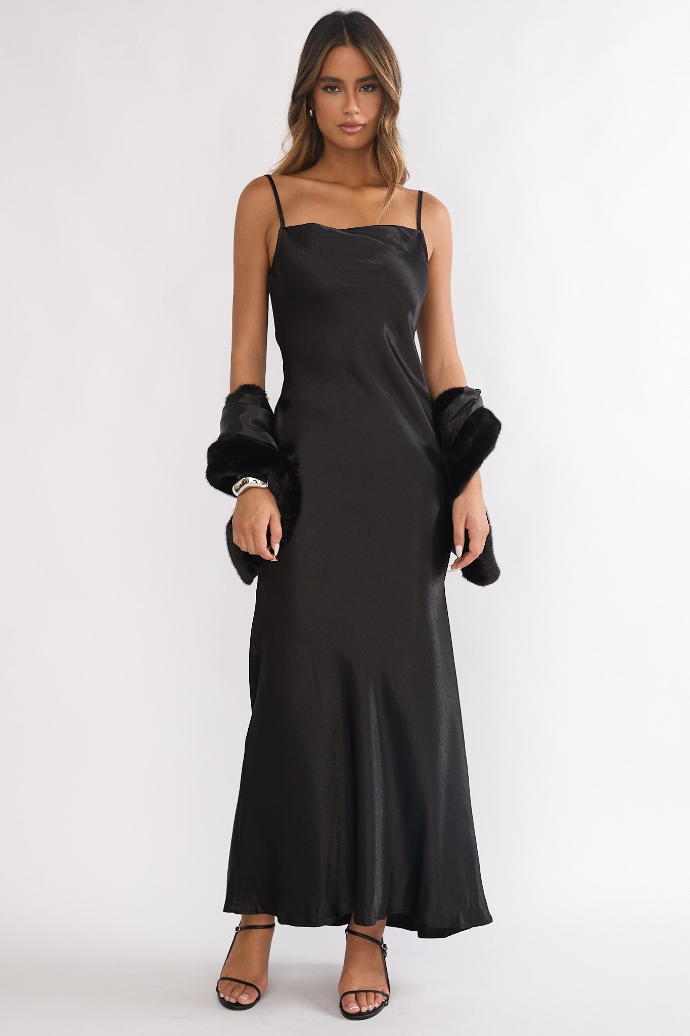 Hadley Cami Scarf Maxi Dress Black-Maymioy