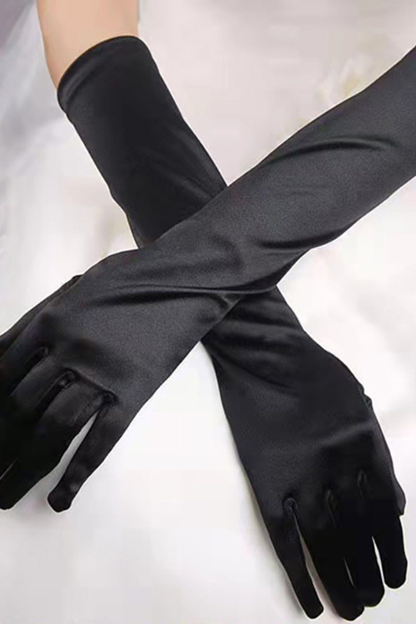 Bella Satin Gloves Black-Maymioy
