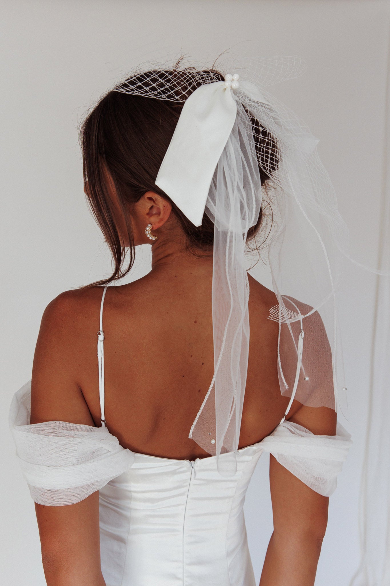 Esther Pearl & Bow Bridal Veil White-Maymioy