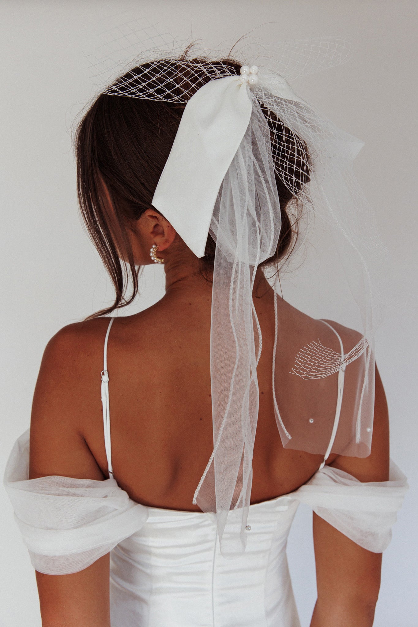 Esther Pearl & Bow Bridal Veil White-Maymioy