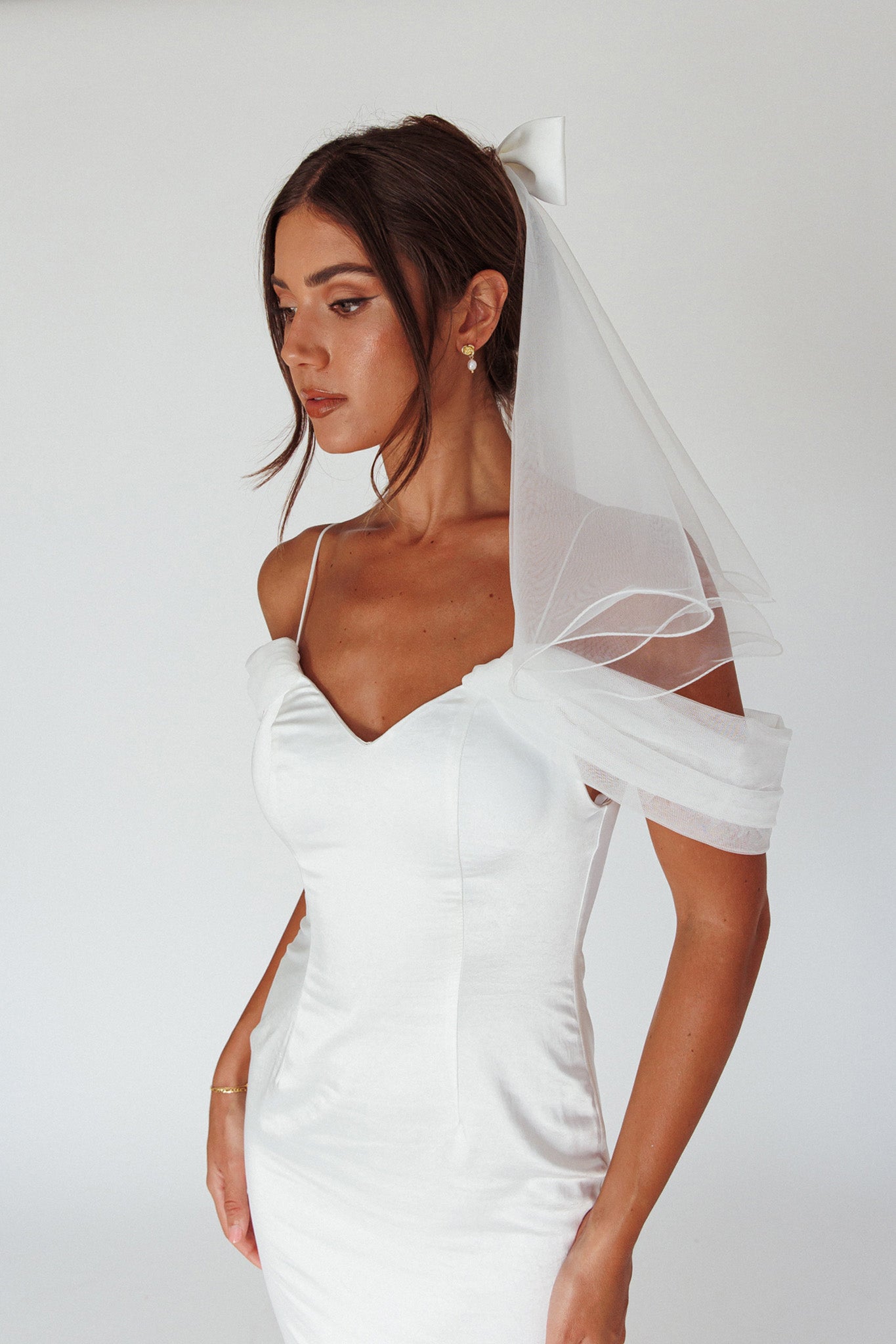 Florence Bow Bridal Veil White-Maymioy