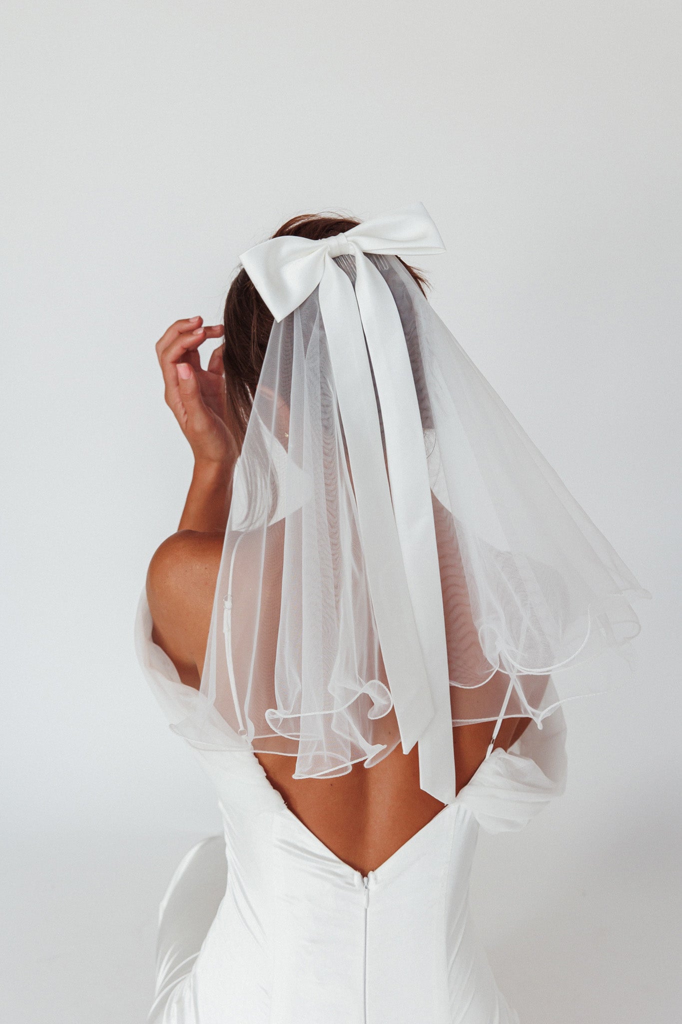 Florence Bow Bridal Veil White-Maymioy