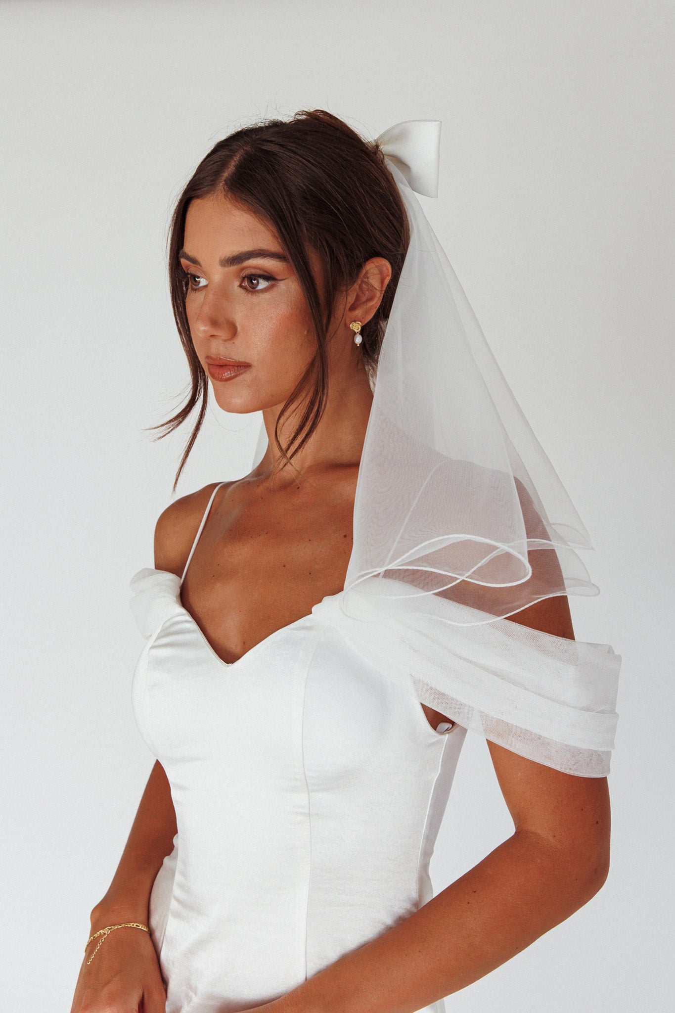 Florence Bow Bridal Veil White-Maymioy