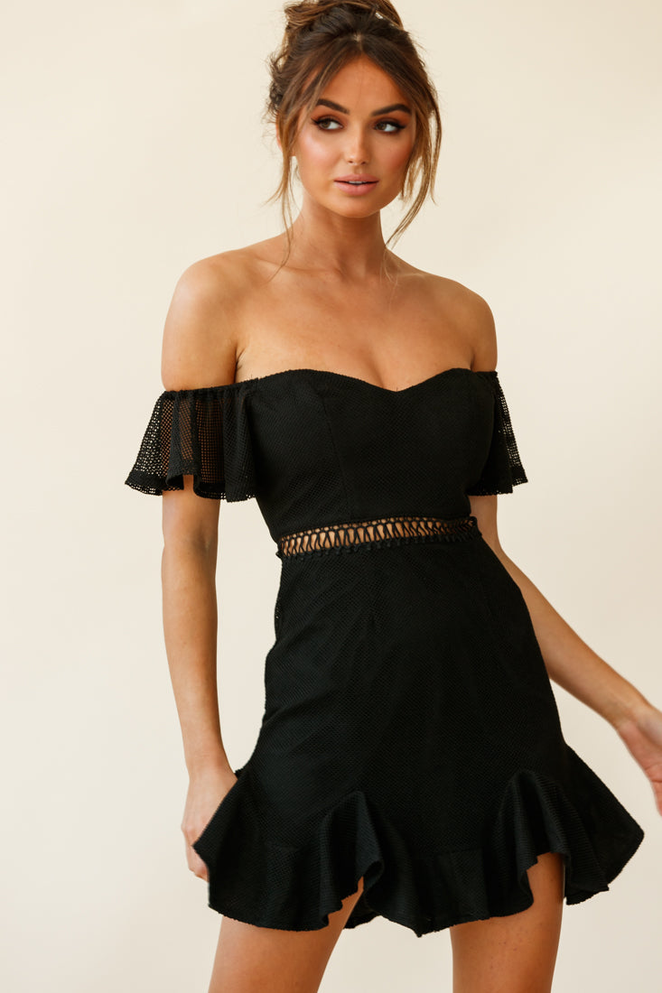 Chi Chi Sweetheart Neckline Off-Shoulder Dress Black-Maymioy