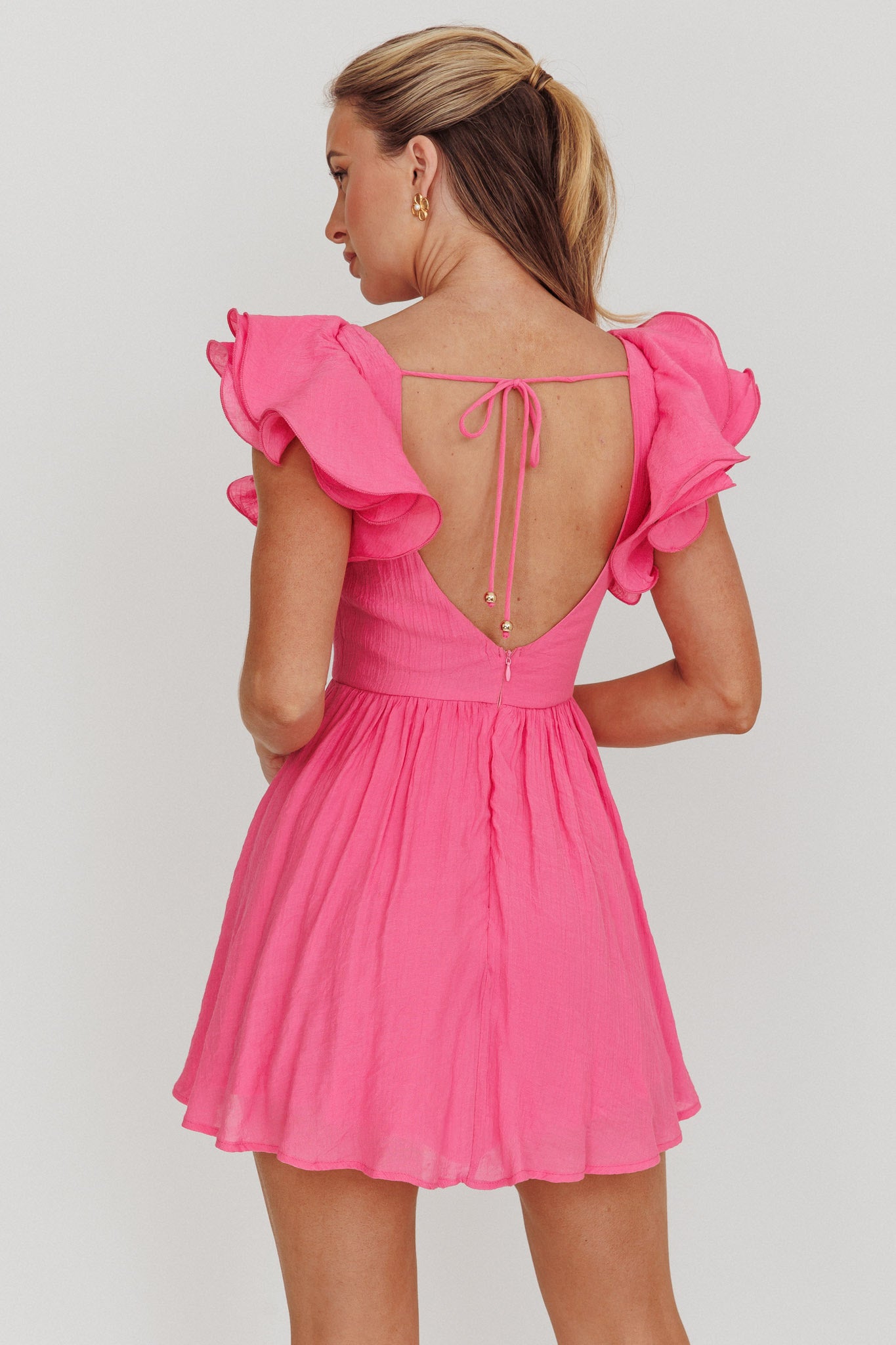 Sunday Dreams Ruffle Strap Mini Dress Pink-Maymioy