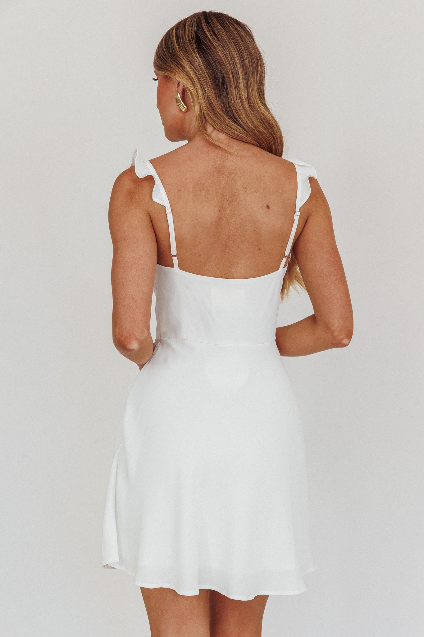 Camille A-line Mini Dress White-Maymioy