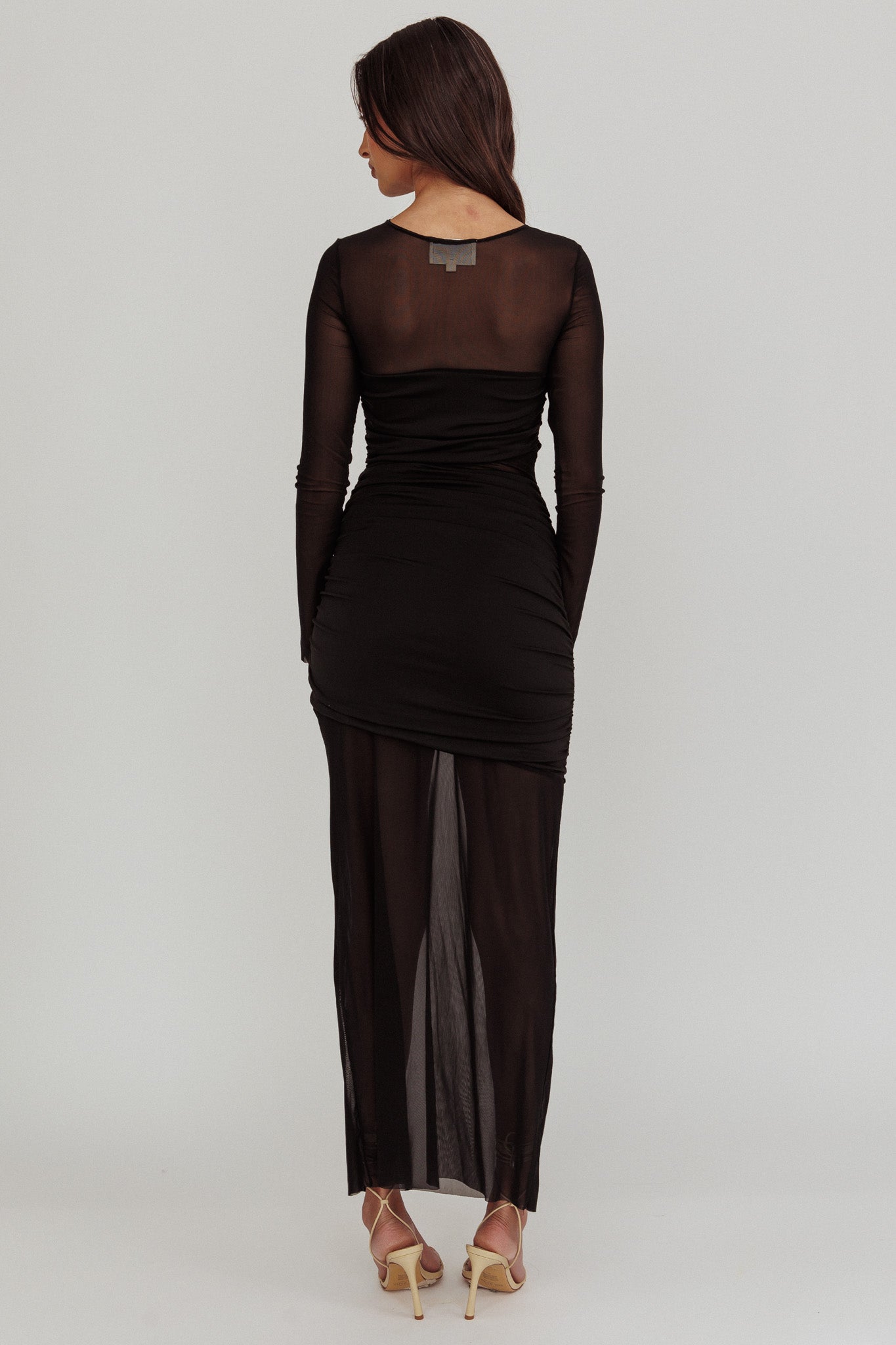 Harpa Mesh Maxi Dress Black-Maymioy