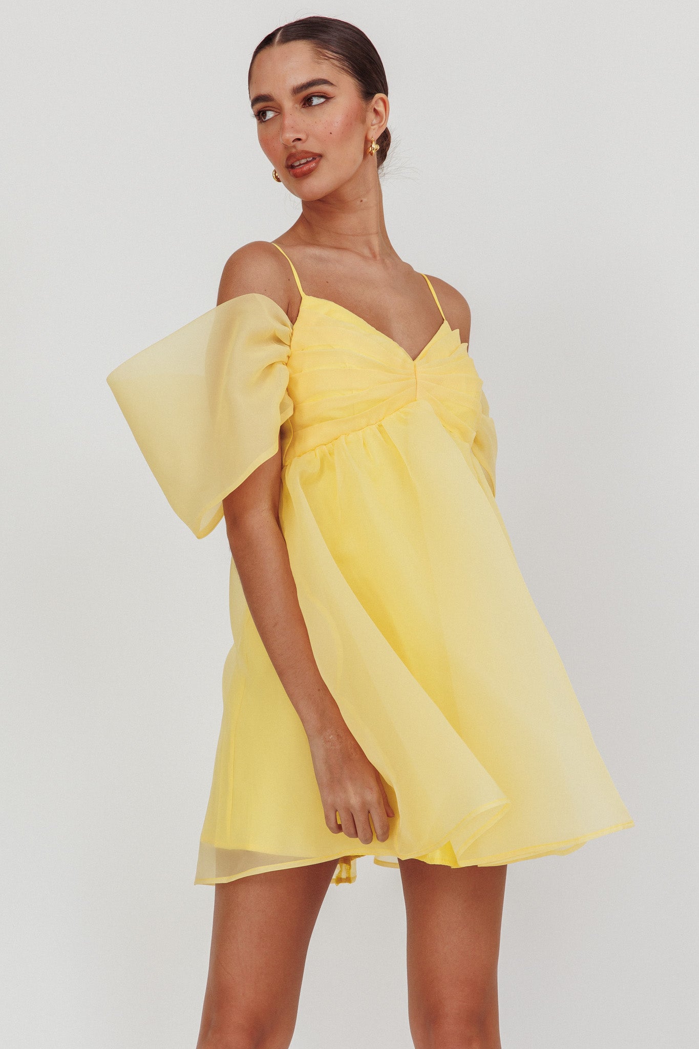 Little Liar Organza Mini Dress Yellow-Maymioy