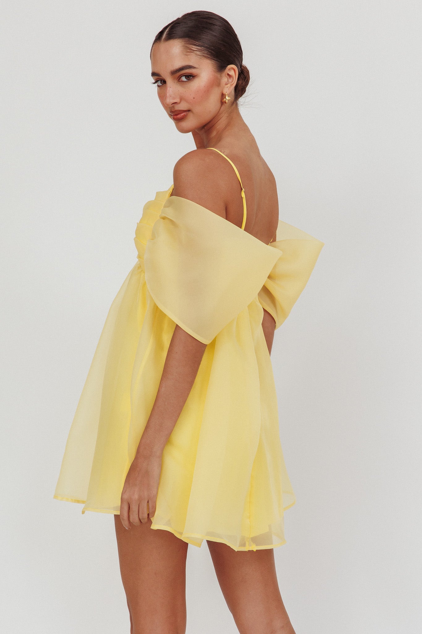 Little Liar Organza Mini Dress Yellow-Maymioy