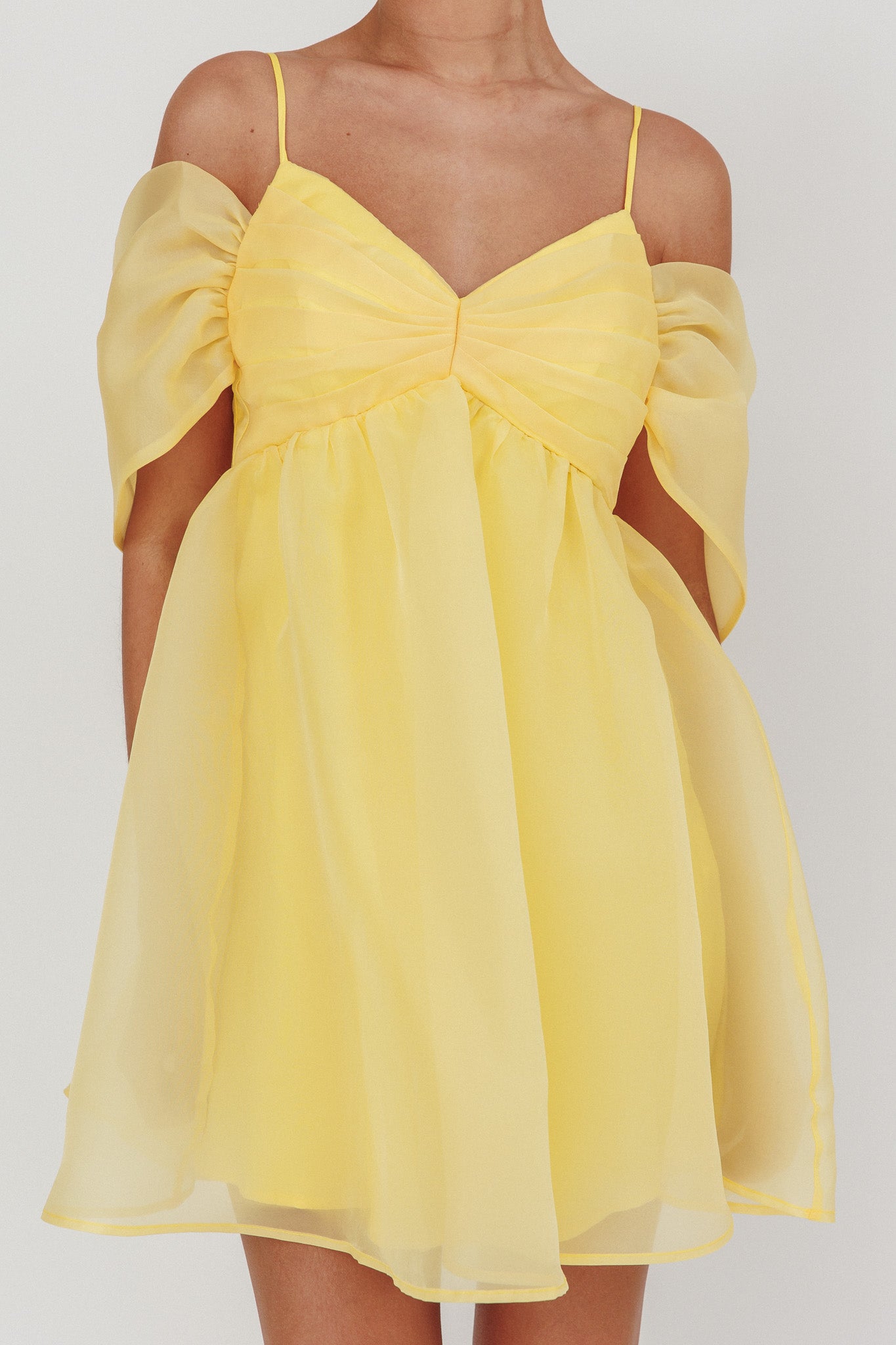 Little Liar Organza Mini Dress Yellow-Maymioy