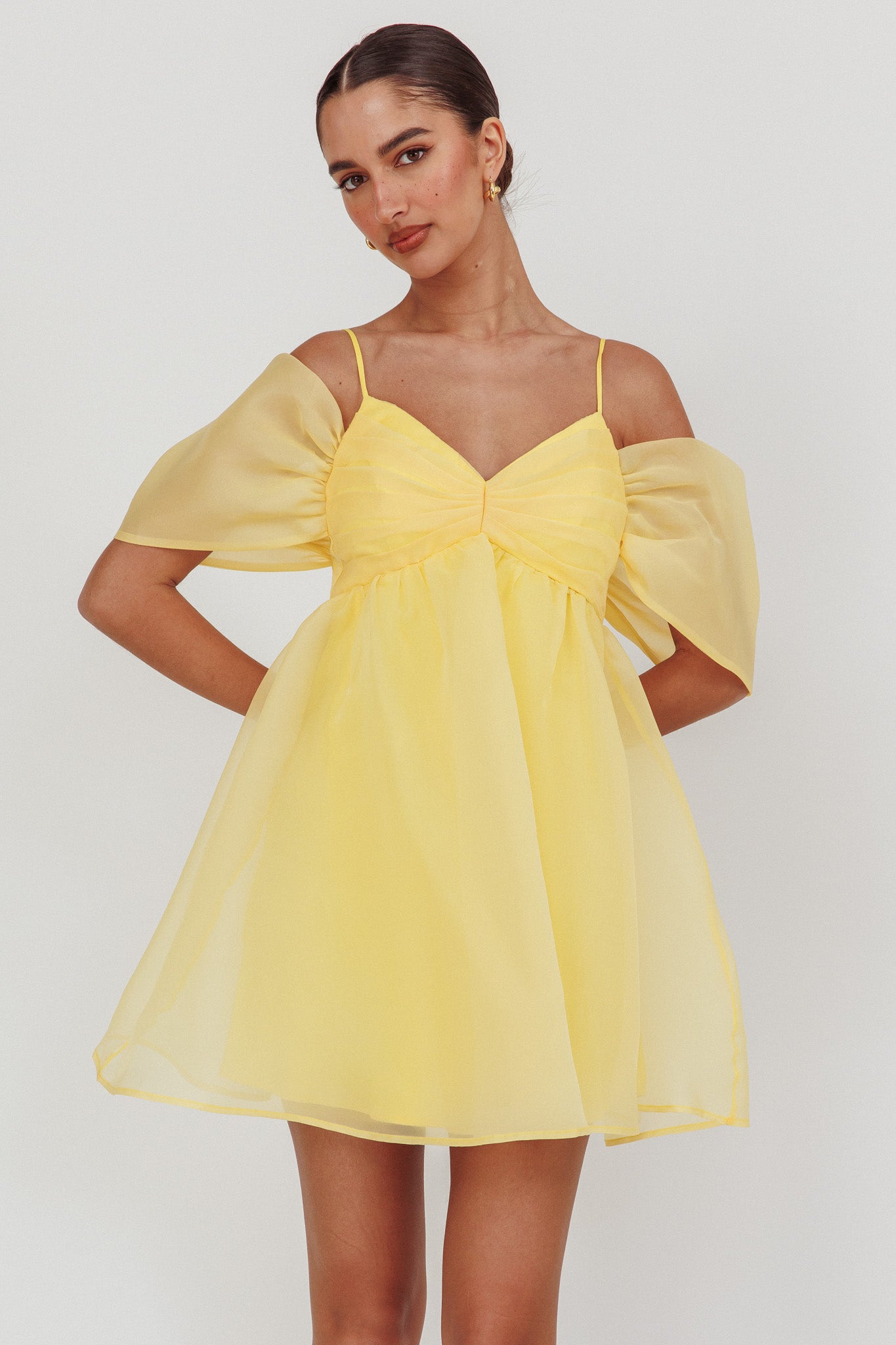 Little Liar Organza Mini Dress Yellow-Maymioy