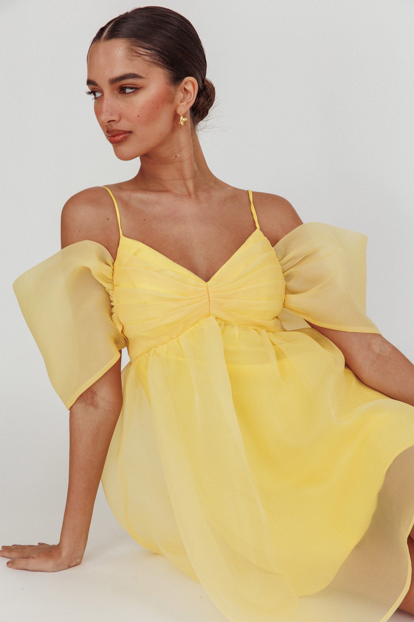 Little Liar Organza Mini Dress Yellow-Maymioy