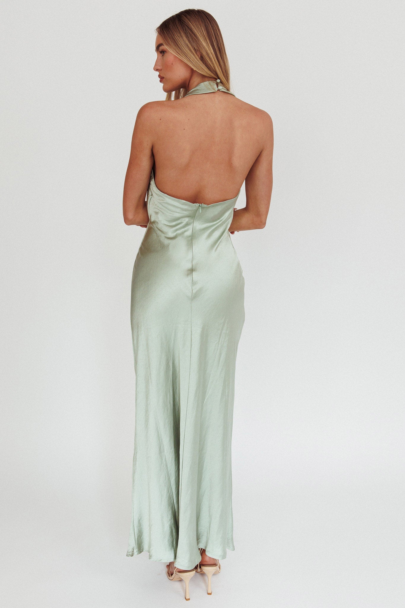 Element Halterneck Maxi Dress Matcha-Maymioy