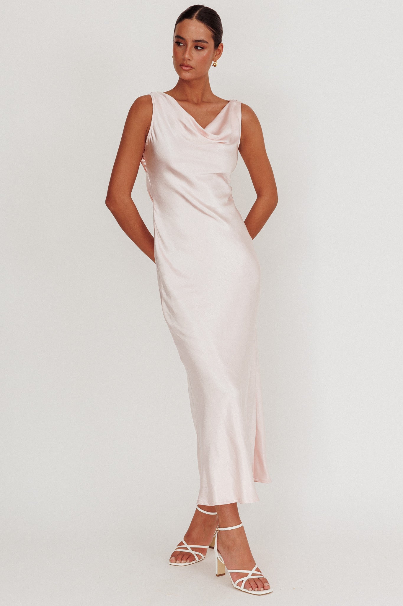 Take Care Backless Sash Maxi Dress Blush-Maymioy
