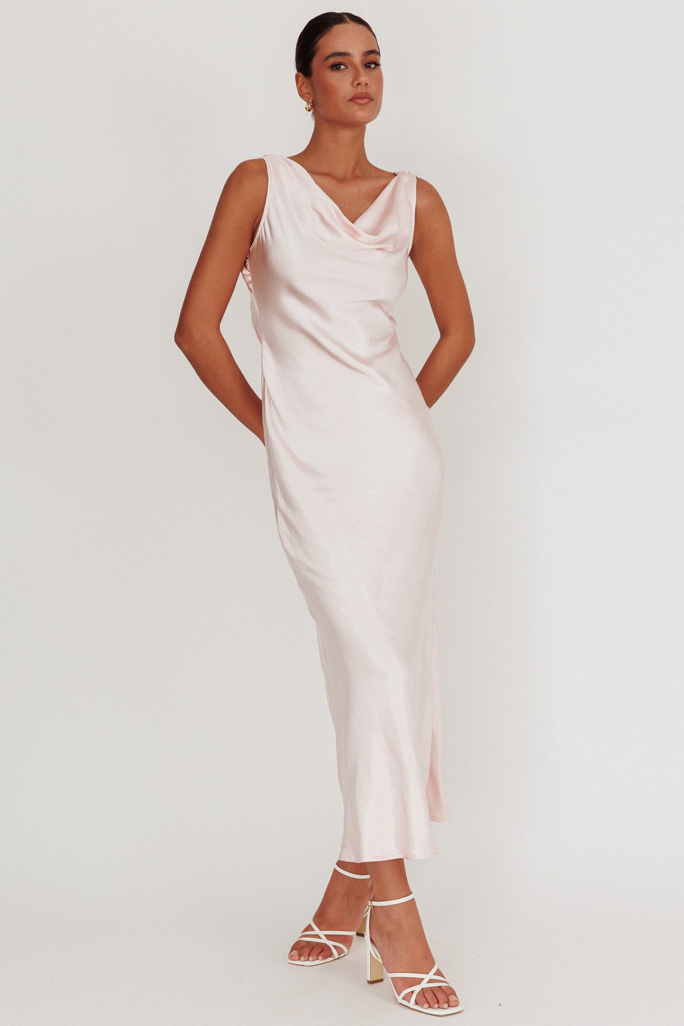 Take Care Backless Sash Maxi Dress Blush-Maymioy
