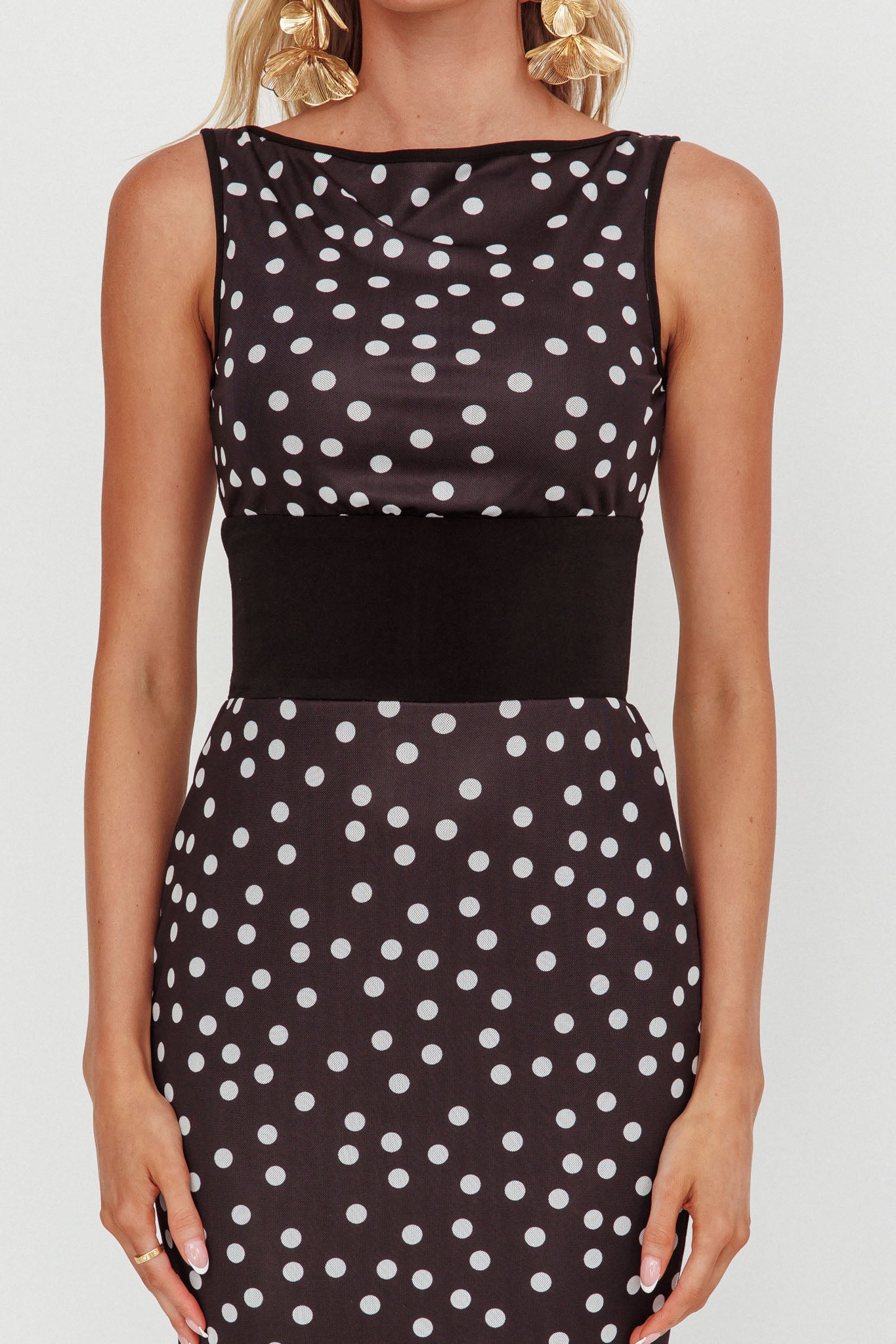 Elza Scoop Back Maxi Dress Spot Black-Maymioy