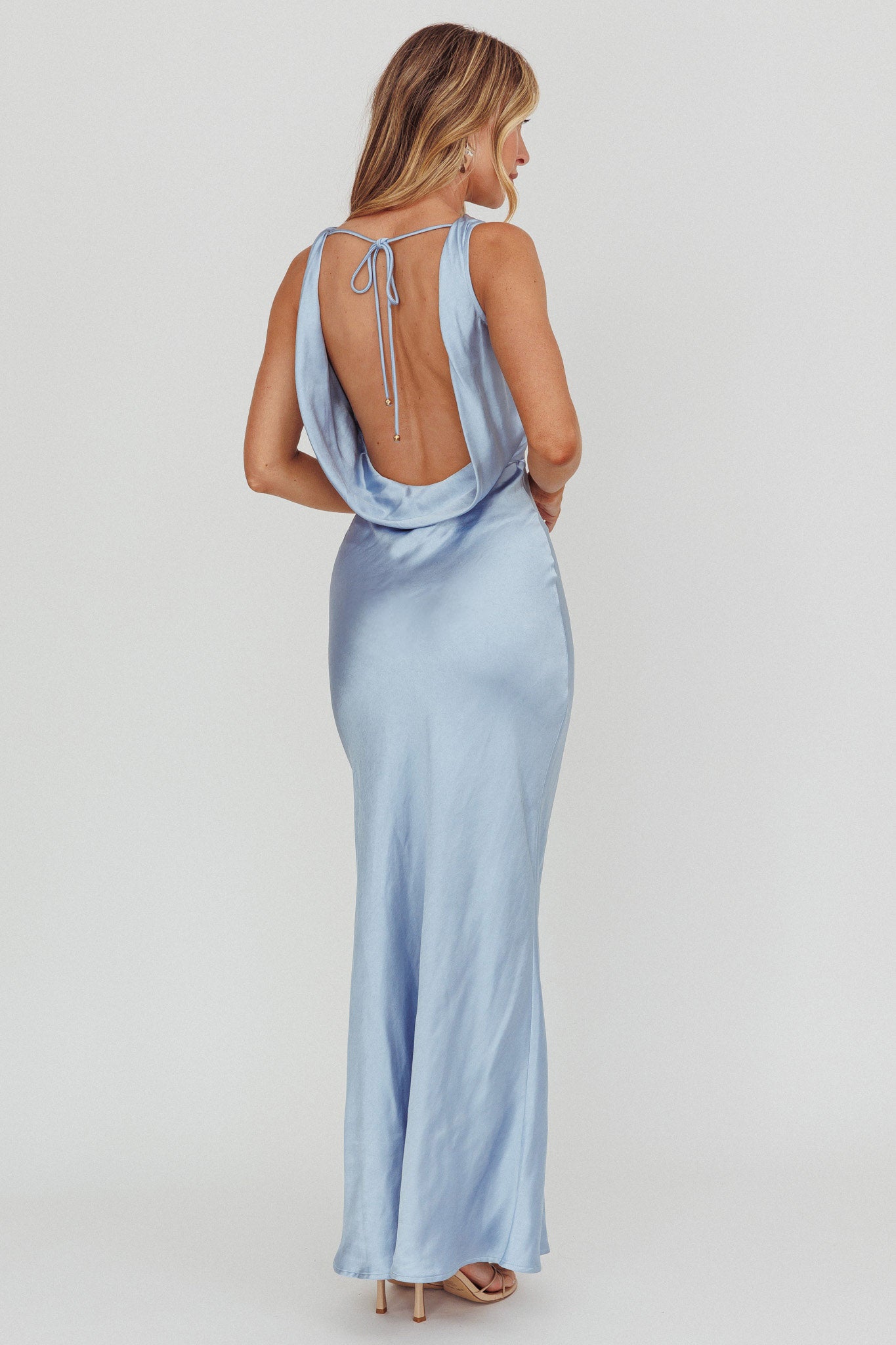 Moon Glow Cowl Neck Maxi Dress Blue-Maymioy