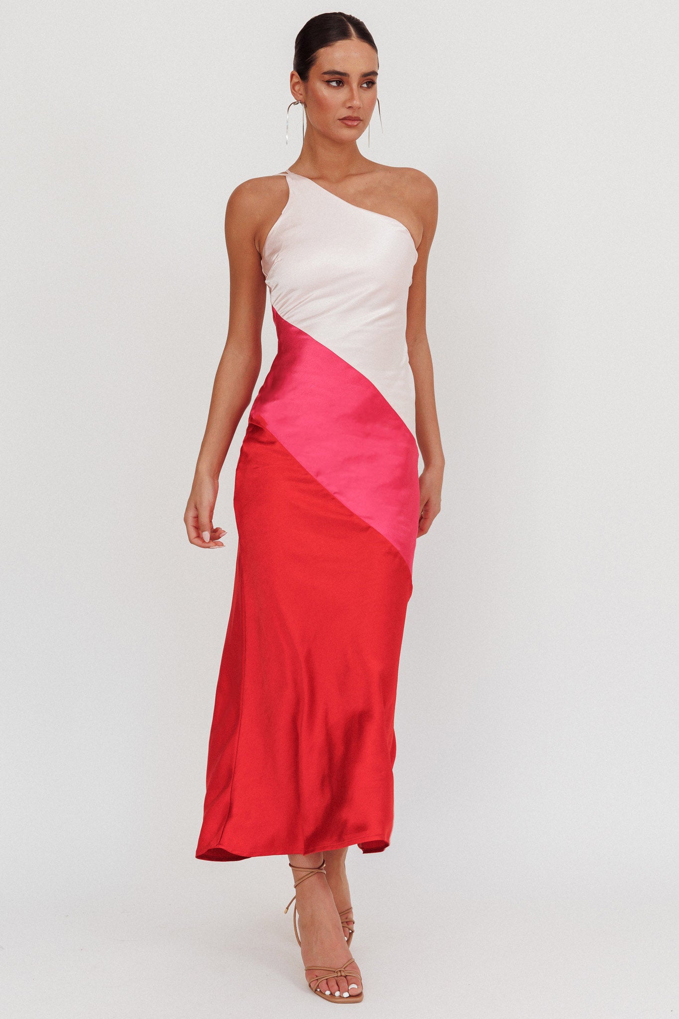 Swipe Right One-Shoulder Maxi Dress Pink-Maymioy