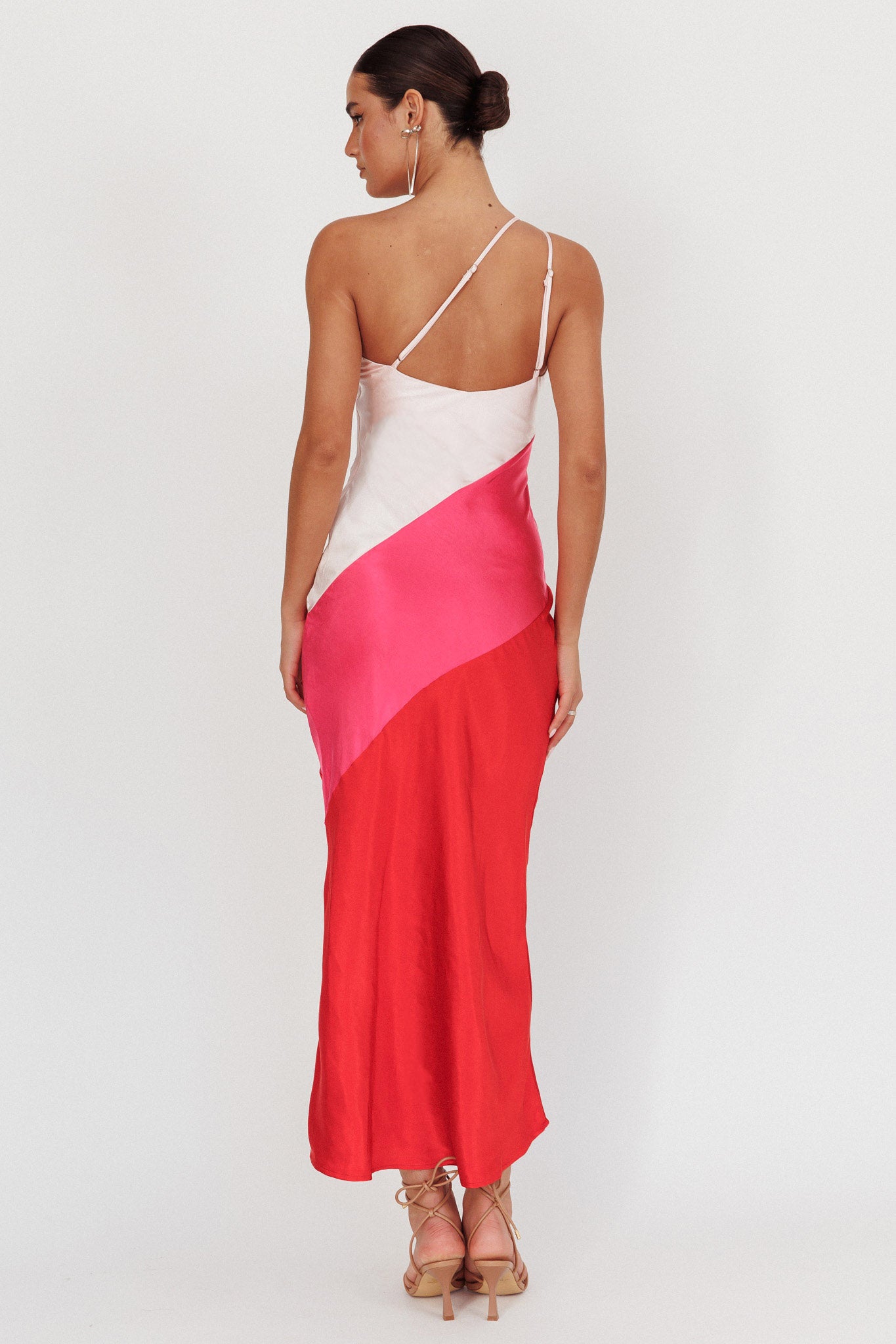 Swipe Right One-Shoulder Maxi Dress Pink-Maymioy