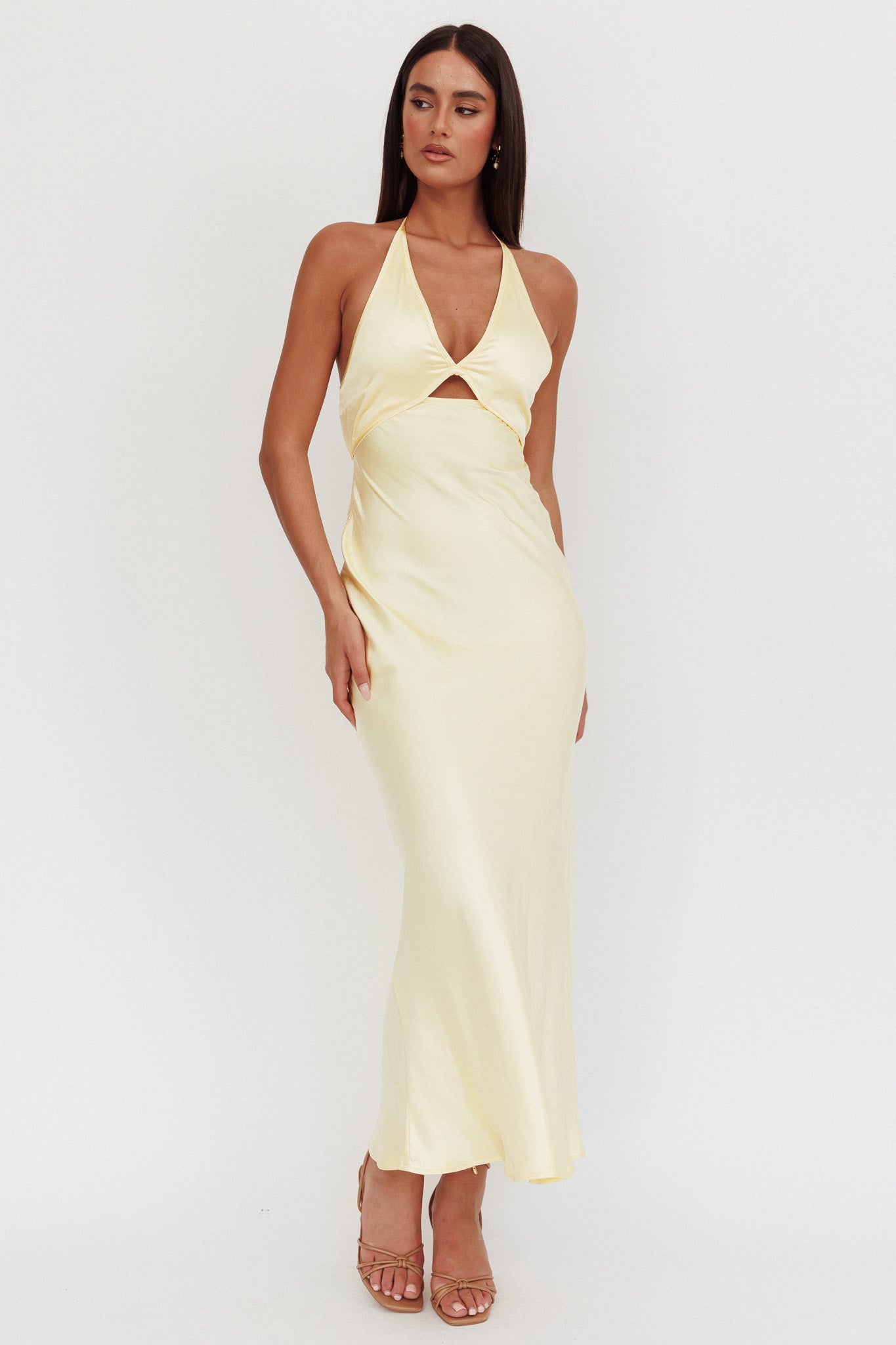 Jassinta Keyhole Bust Maxi Dress Lemon-Maymioy