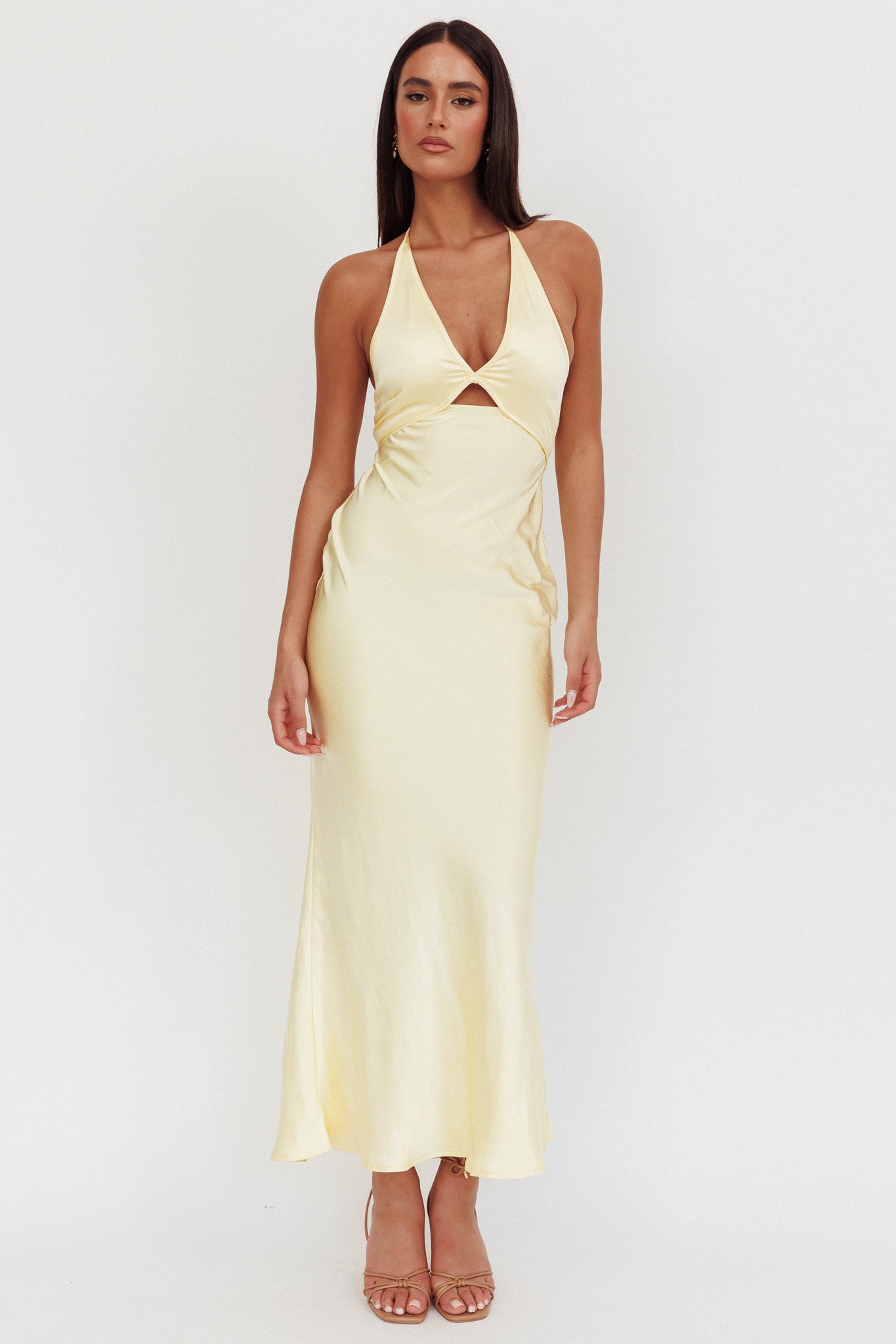 Jassinta Keyhole Bust Maxi Dress Lemon-Maymioy