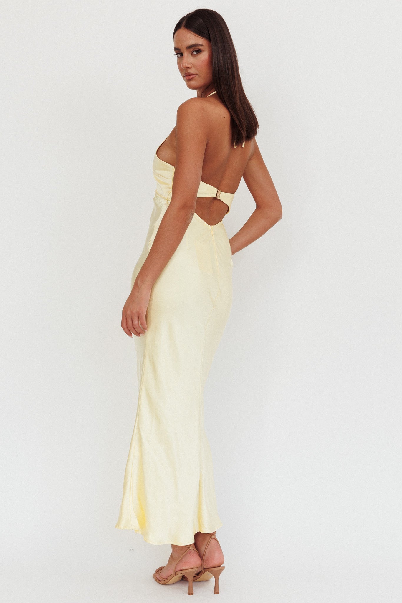 Jassinta Keyhole Bust Maxi Dress Lemon-Maymioy