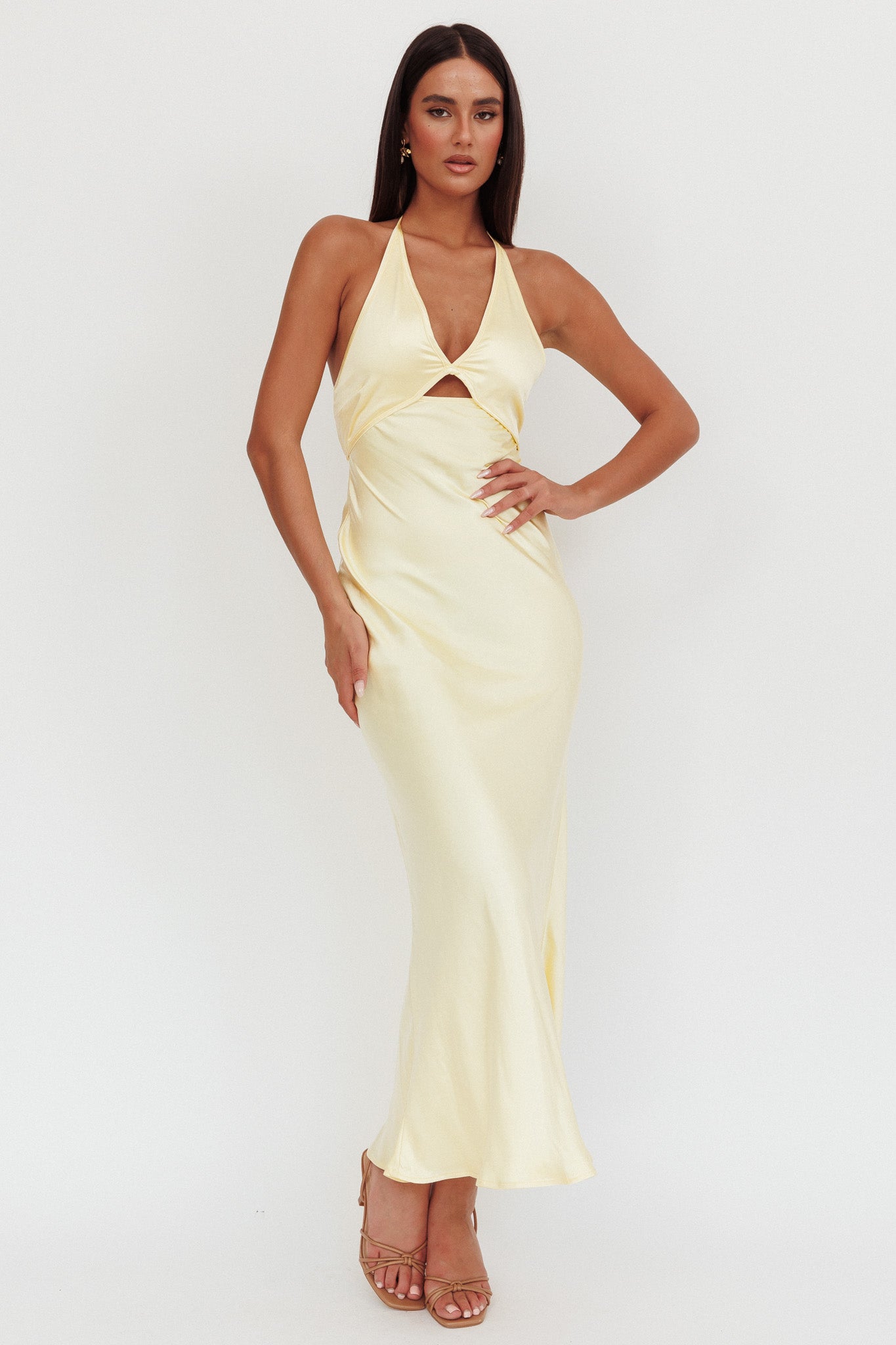 Jassinta Keyhole Bust Maxi Dress Lemon-Maymioy