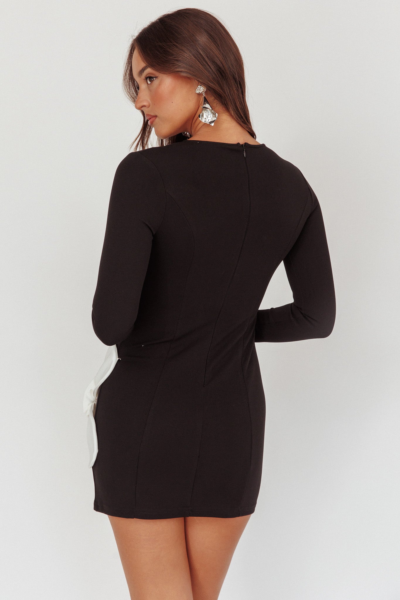 No Competition Oversized Flower Mini Dress Black-Maymioy