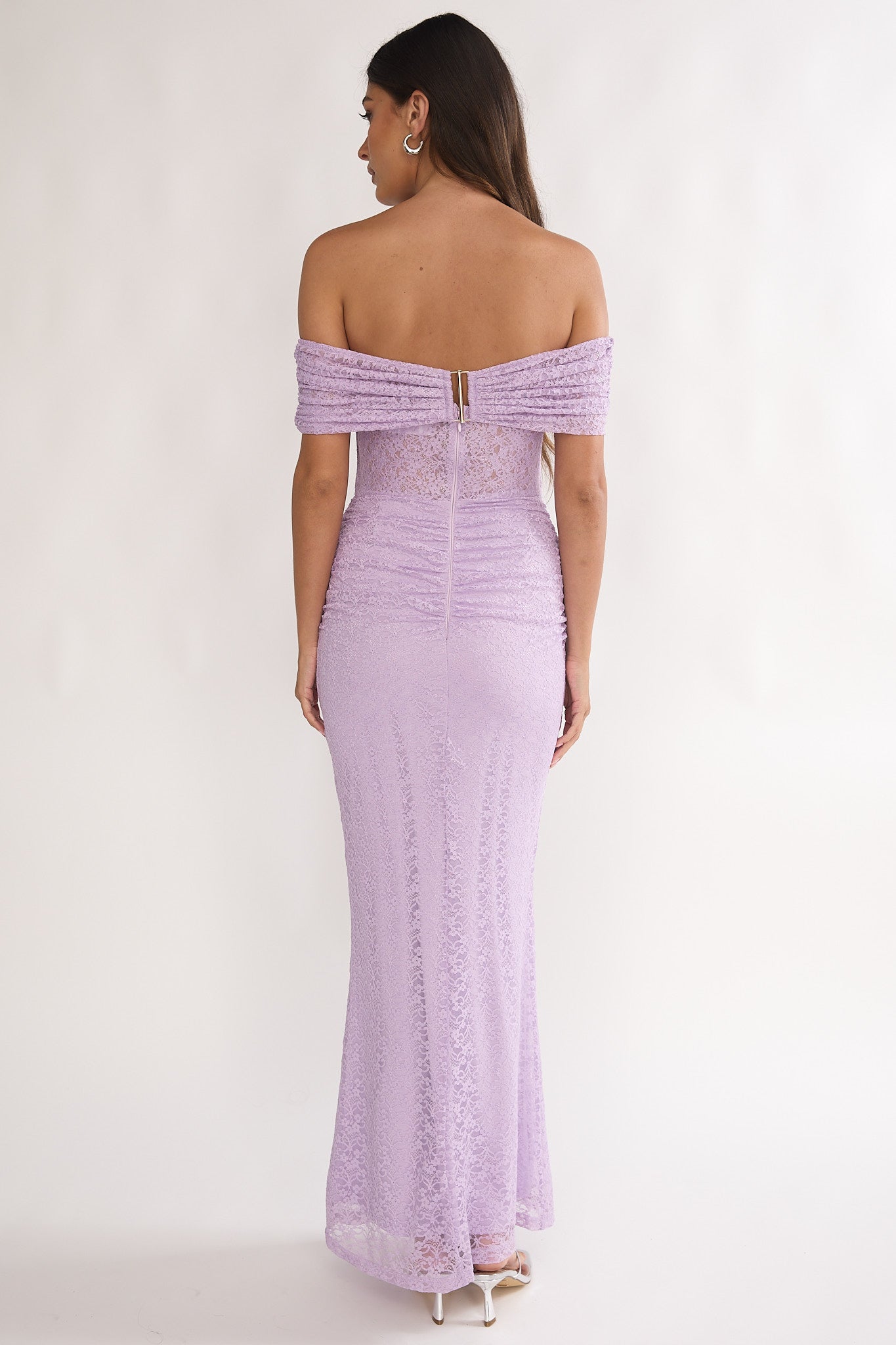 Silver Moon Off-Shoulder Maxi Dress Lilac-Maymioy