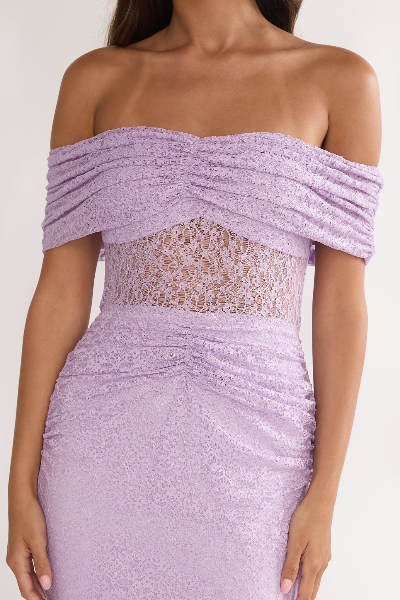 Silver Moon Off-Shoulder Maxi Dress Lilac-Maymioy