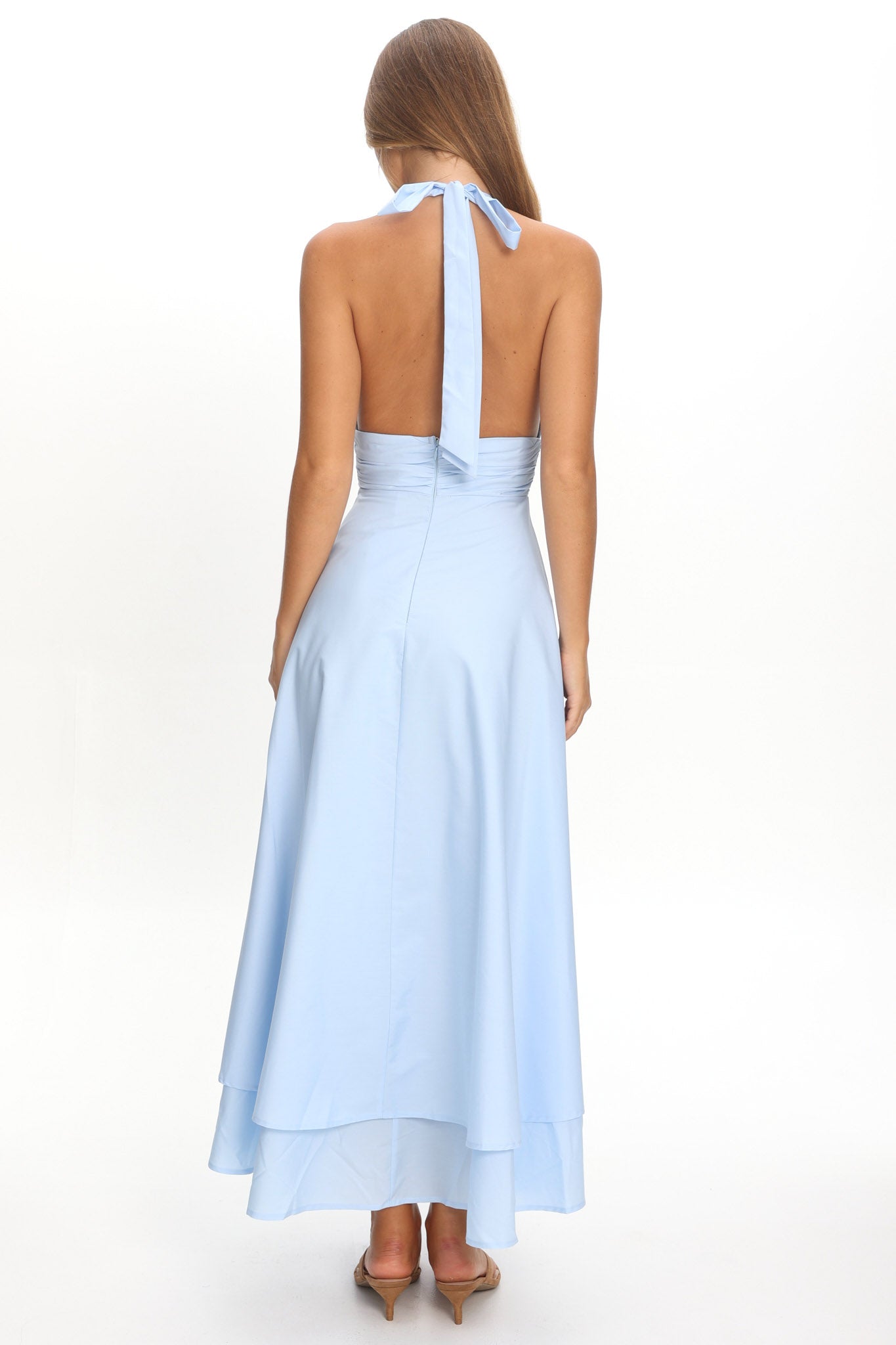 As It Was Halterneck A-Line Maxi Dress Light Blue-Maymioy