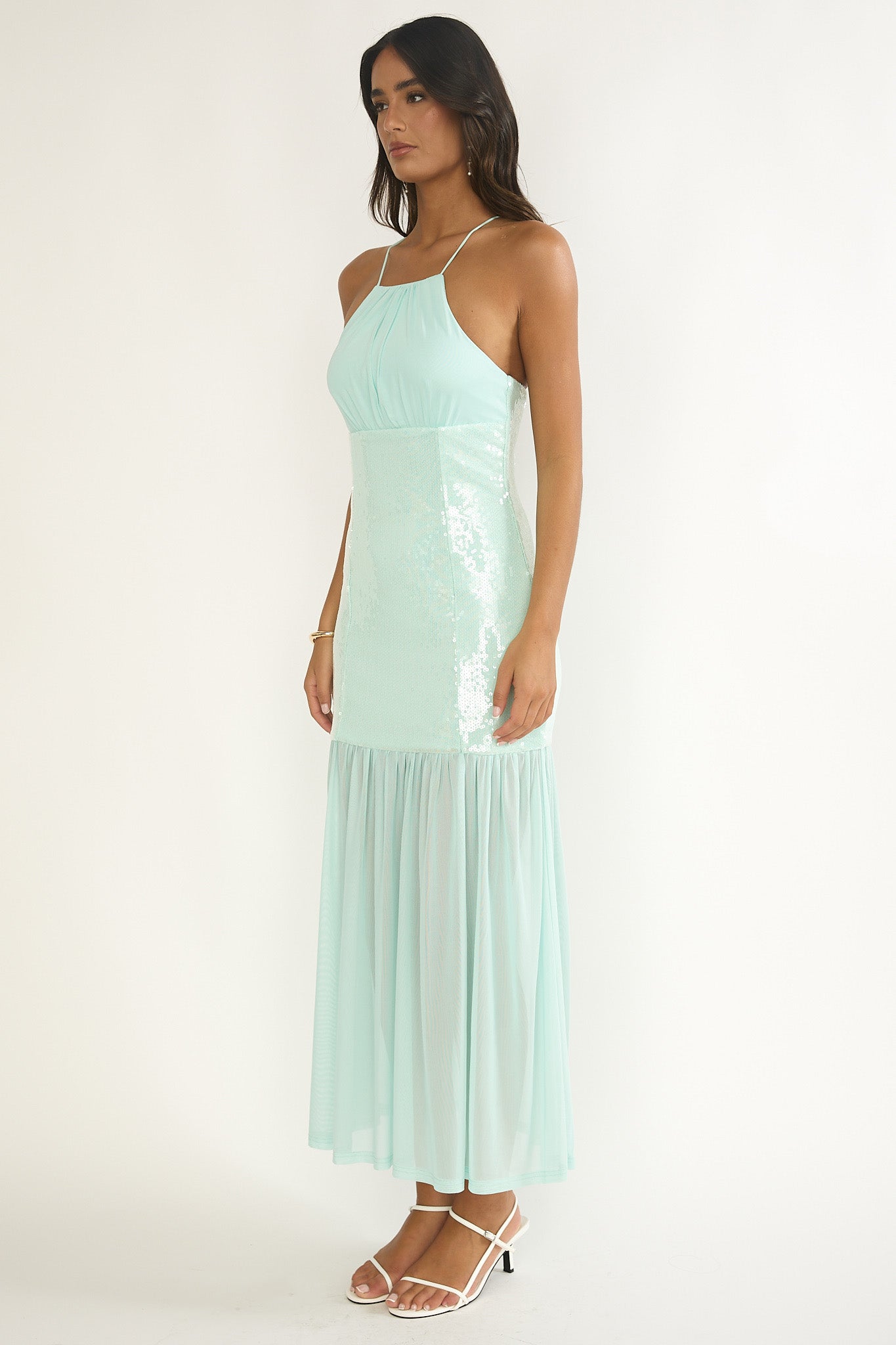 Wilma Sequin Bodice Maxi Dress Mint-Maymioy