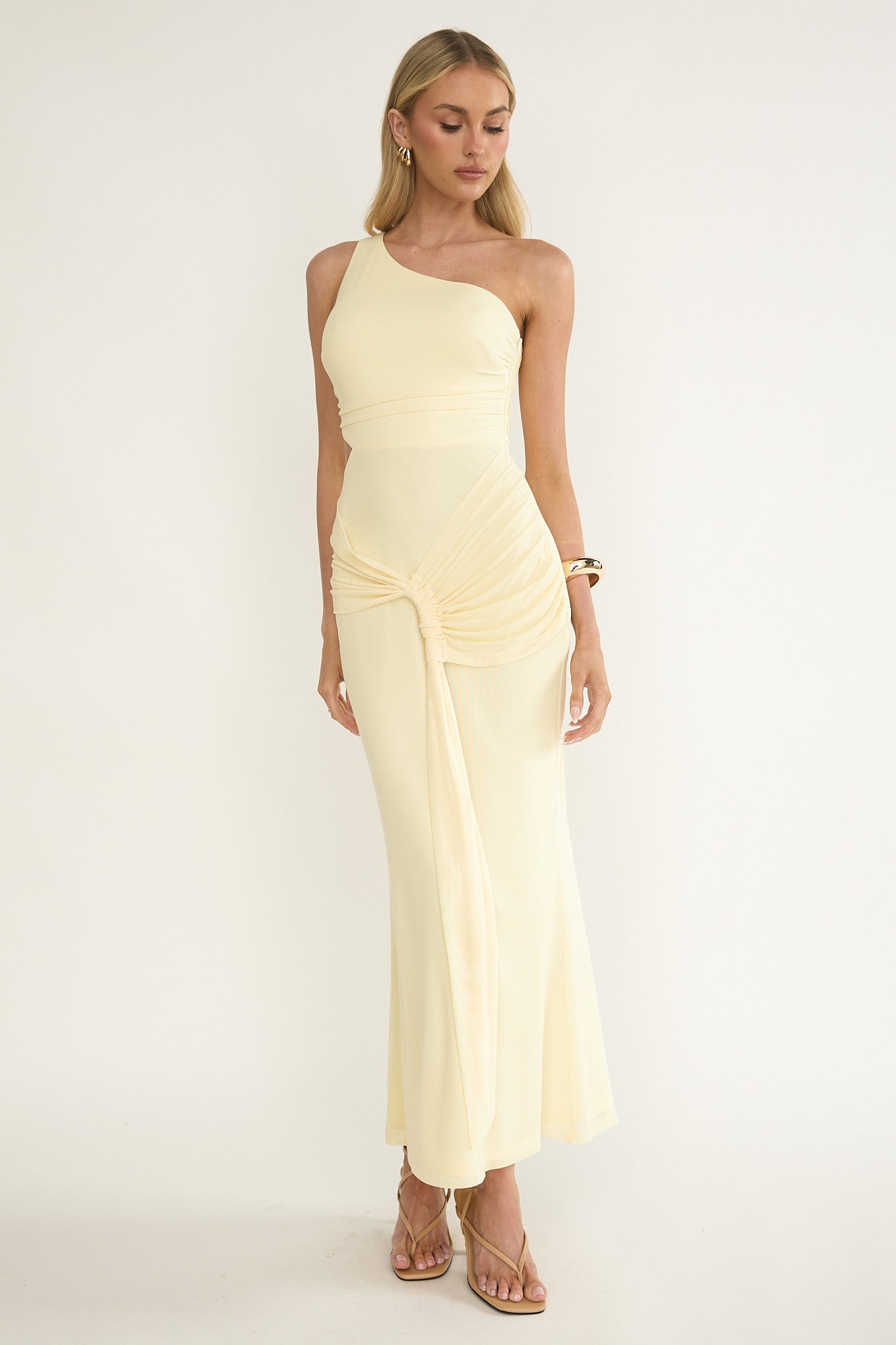 Luli One-Shoulder Cut-Out Maxi Dress Yellow-Maymioy