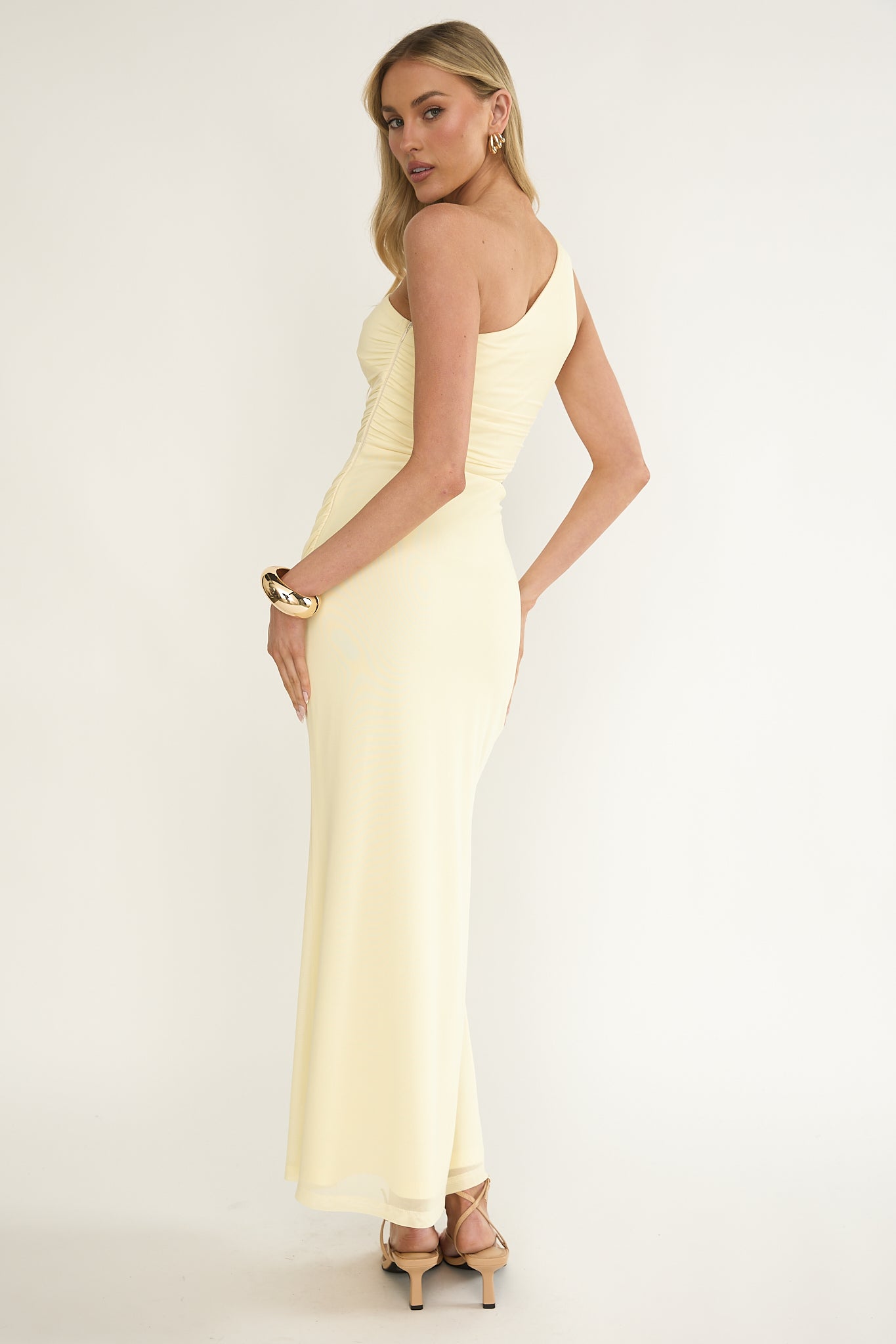 Luli One-Shoulder Cut-Out Maxi Dress Yellow-Maymioy