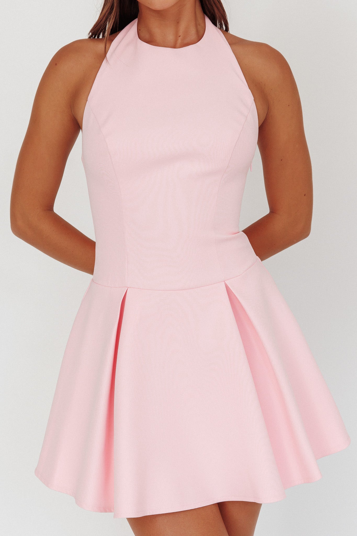 Hype Girl Box Pleat Mini Dress Pink-Maymioy